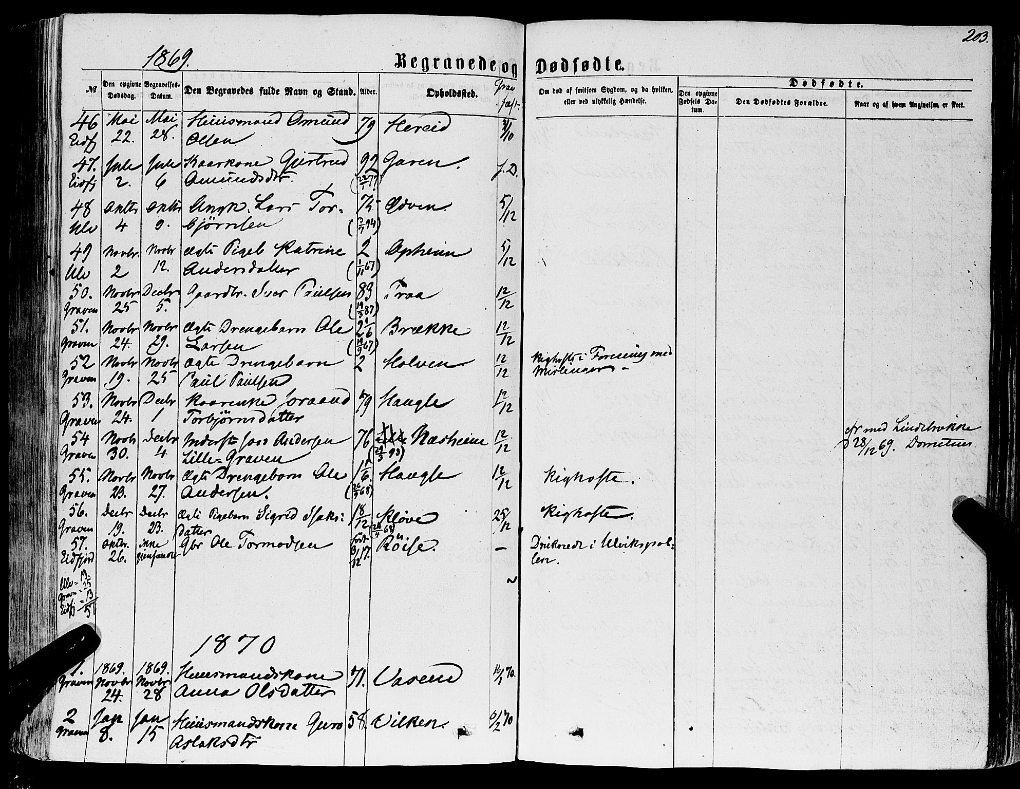 Ulvik sokneprestembete, AV/SAB-A-78801/H/Haa: Parish register (official) no. A 15, 1864-1878, p. 203