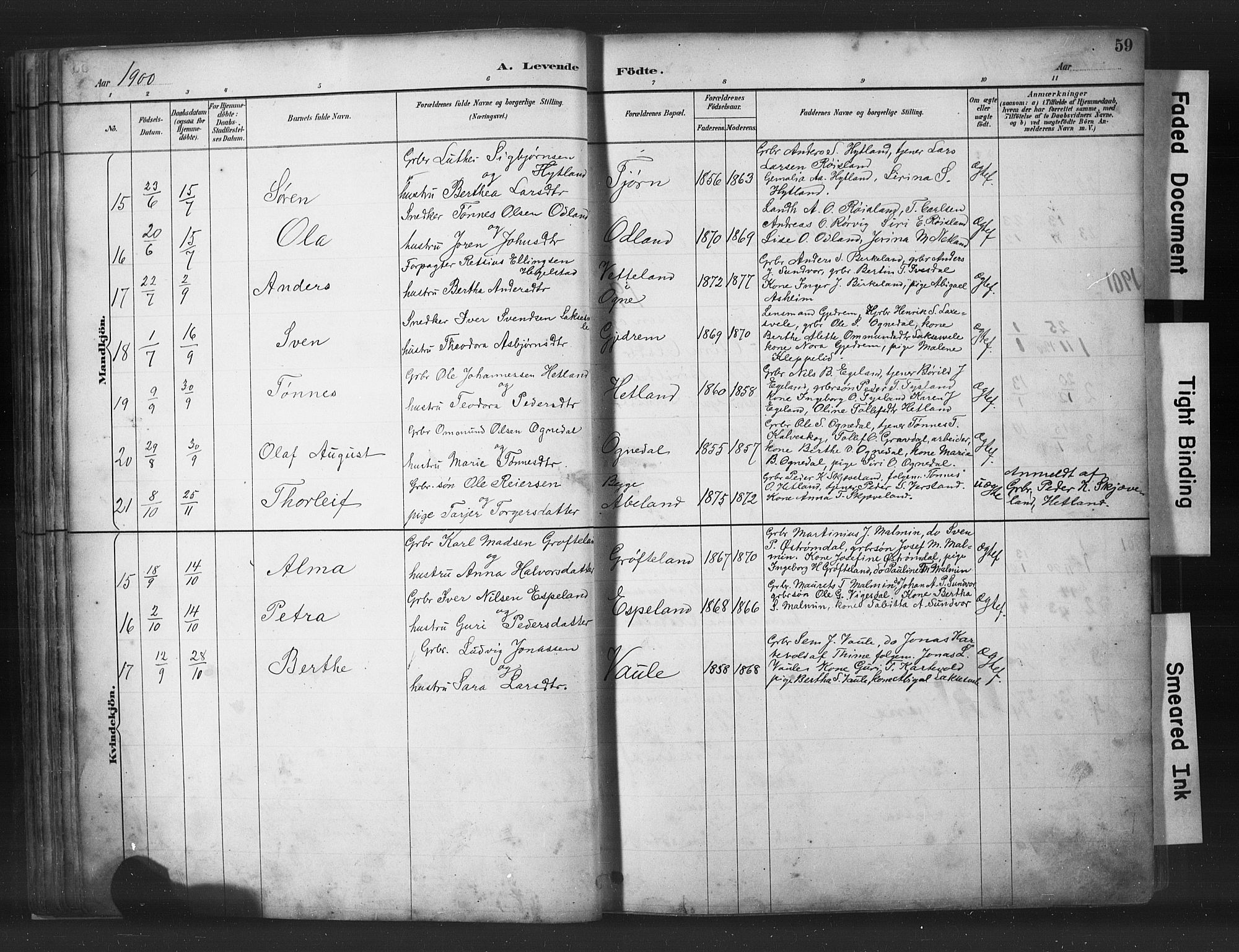 Helleland sokneprestkontor, AV/SAST-A-101810: Parish register (copy) no. B 5, 1887-1908, p. 59