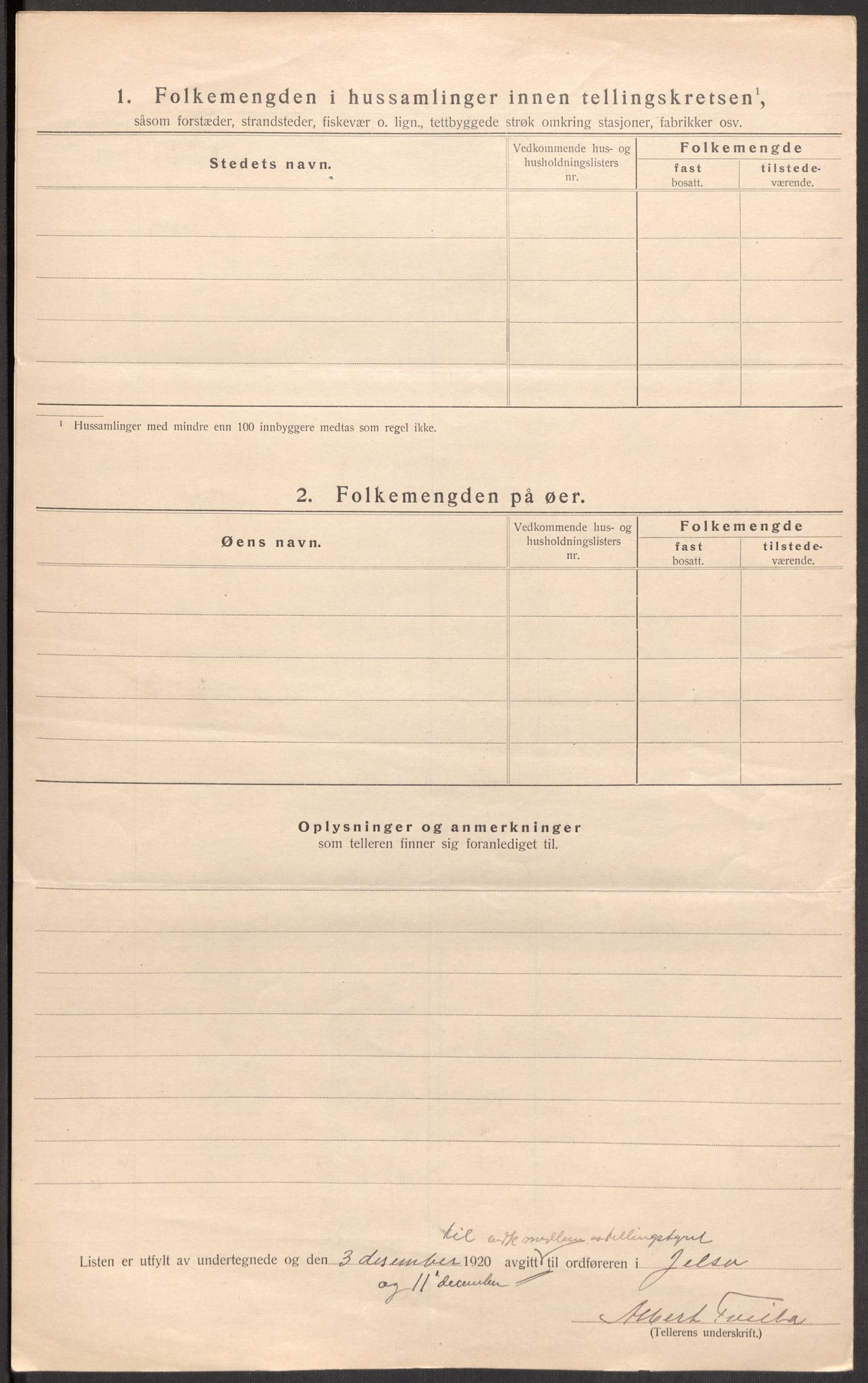 SAST, 1920 census for Jelsa, 1920, p. 26