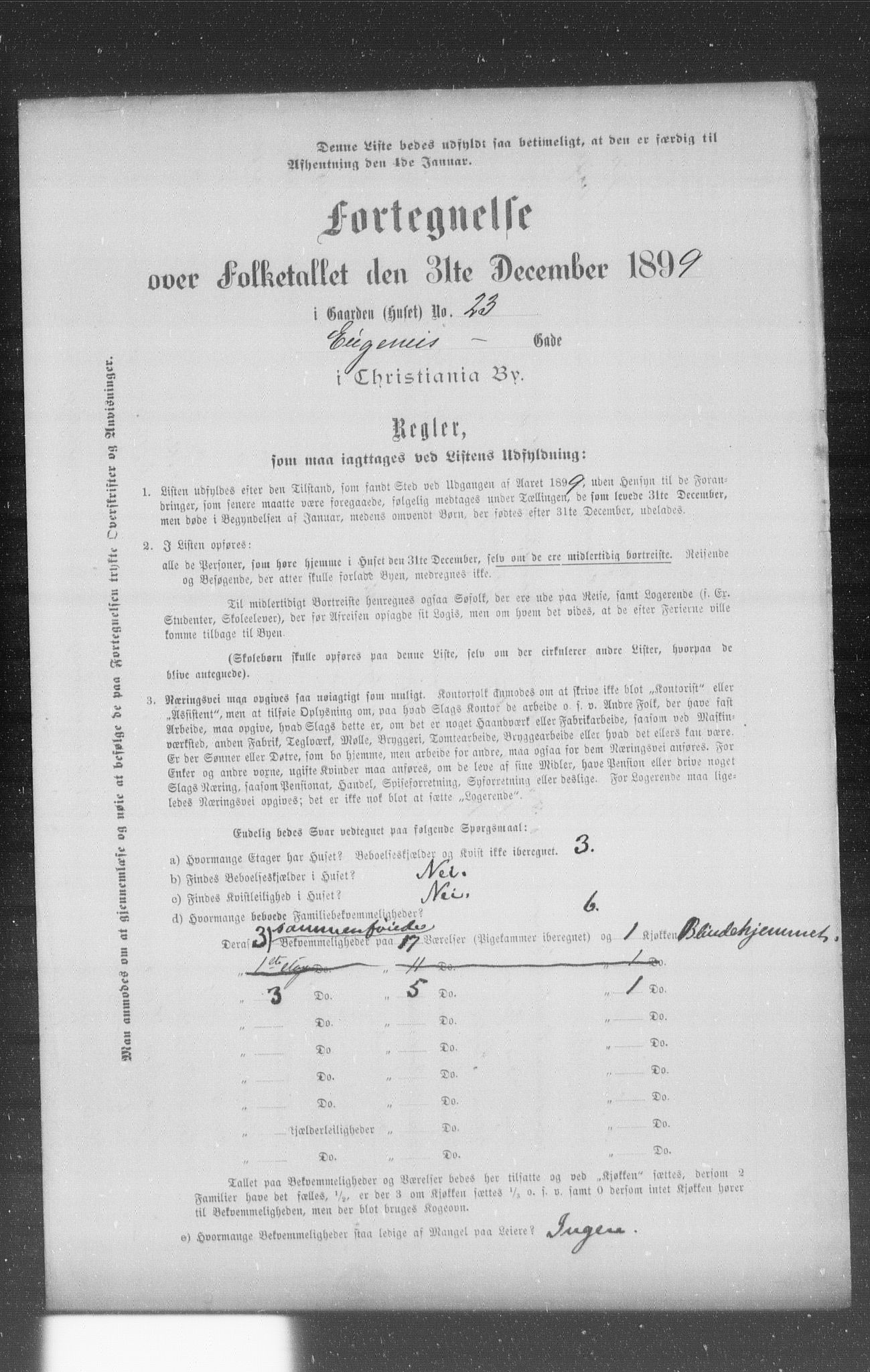 OBA, Municipal Census 1899 for Kristiania, 1899, p. 3035