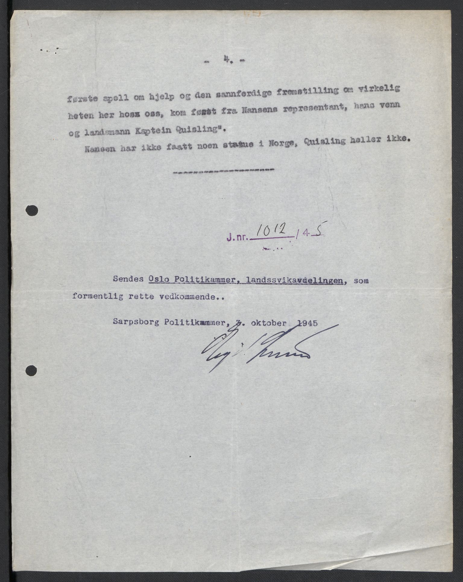 Landssvikarkivet, Oslo politikammer, AV/RA-S-3138-01/D/Da/L0003: Dnr. 29, 1945, p. 1132