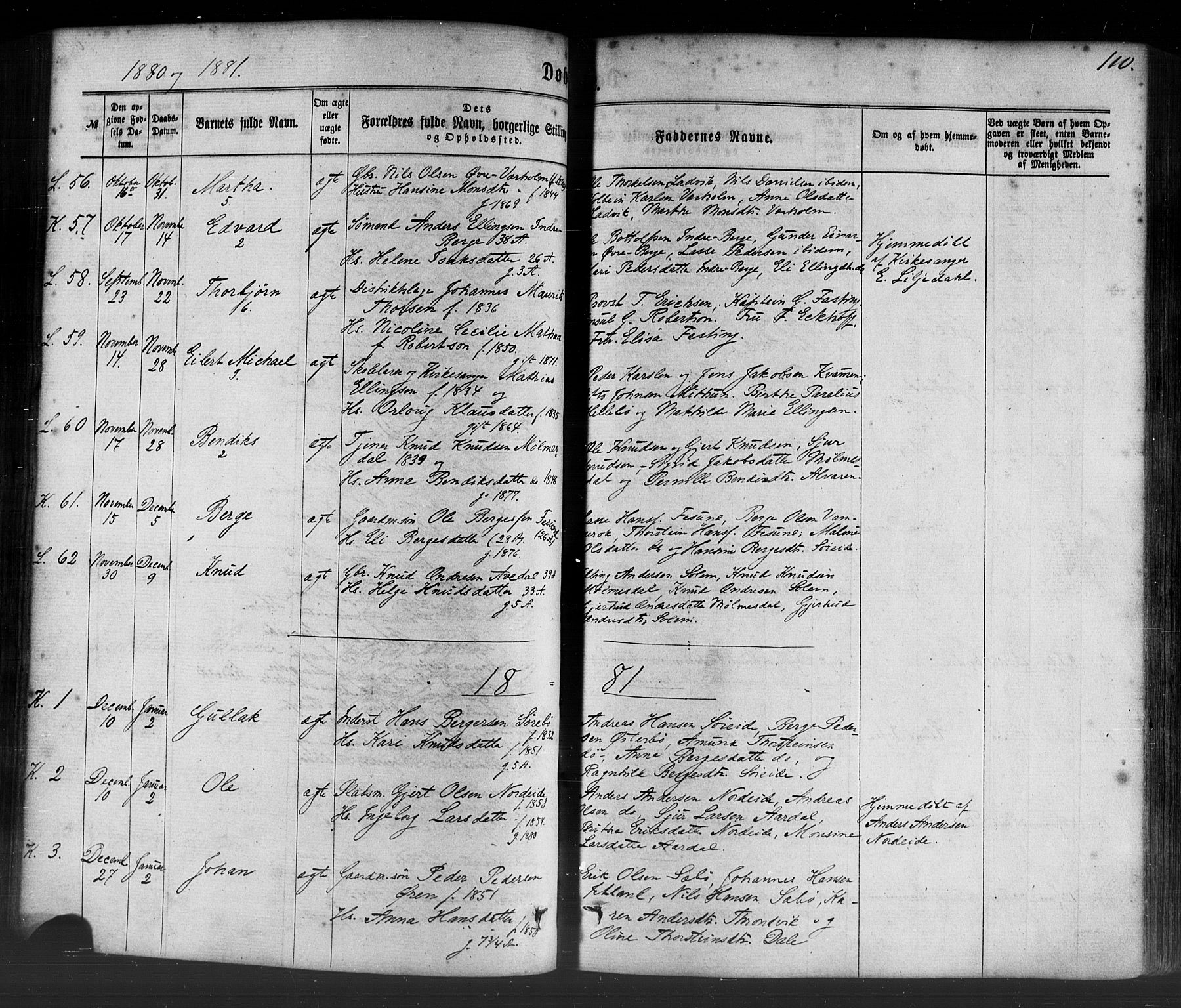 Lavik sokneprestembete, AV/SAB-A-80901: Parish register (official) no. A 4, 1864-1881, p. 110