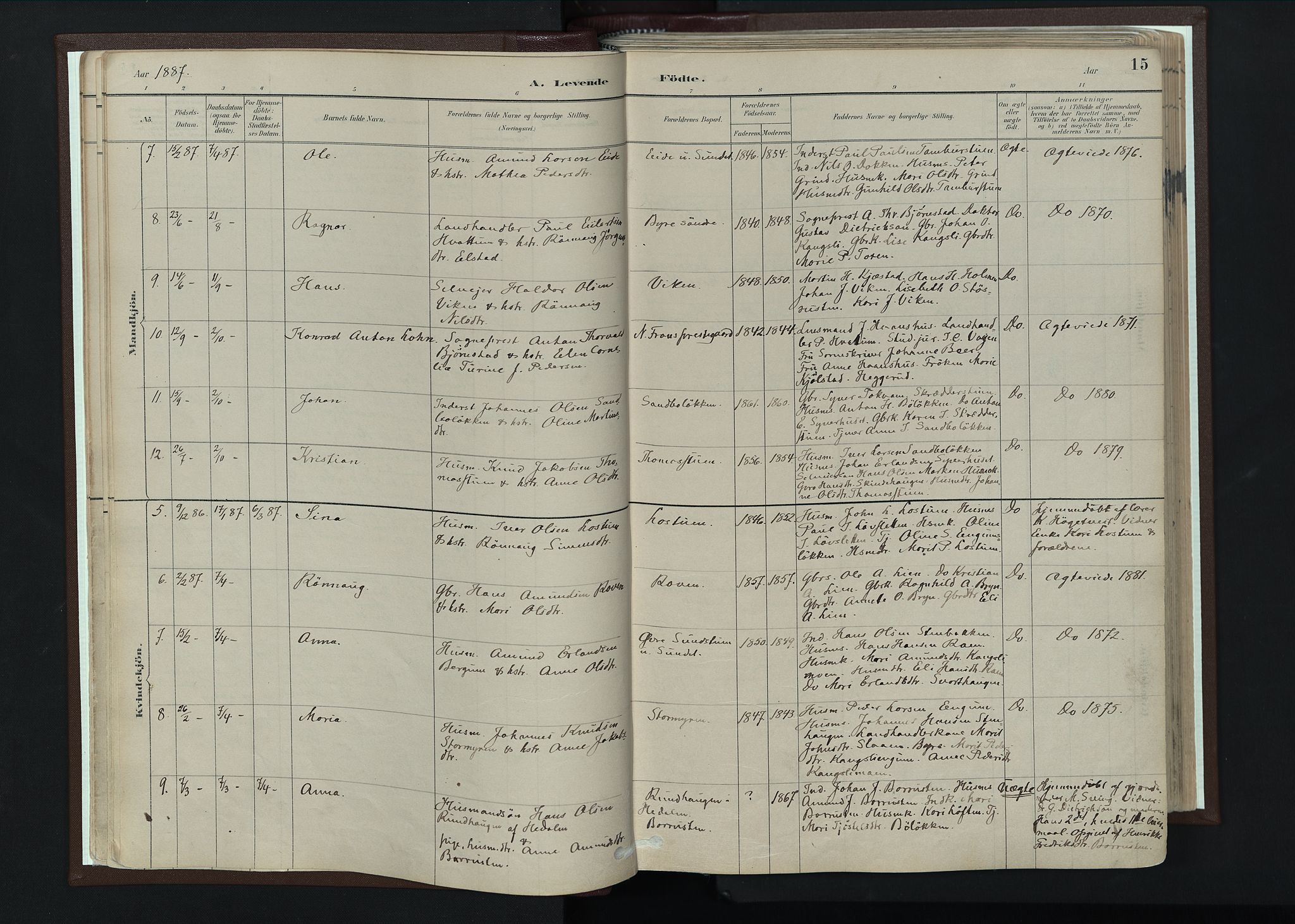 Nord-Fron prestekontor, AV/SAH-PREST-080/H/Ha/Haa/L0004: Parish register (official) no. 4, 1884-1914, p. 15