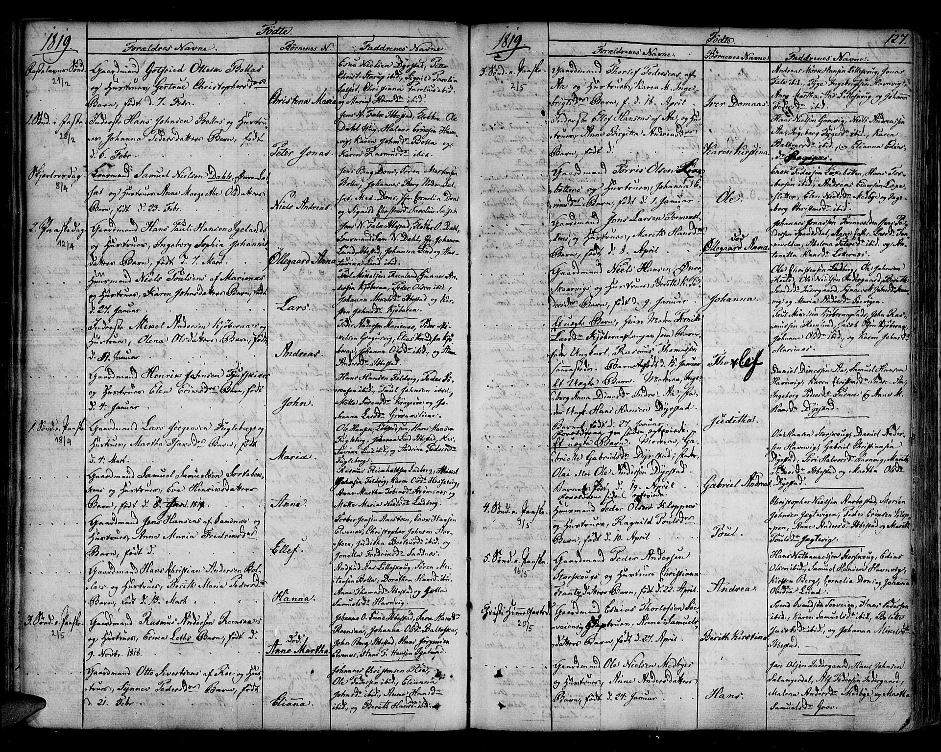 Ibestad sokneprestembete, SATØ/S-0077/H/Ha/Haa/L0004kirke: Parish register (official) no. 4, 1801-1824, p. 127