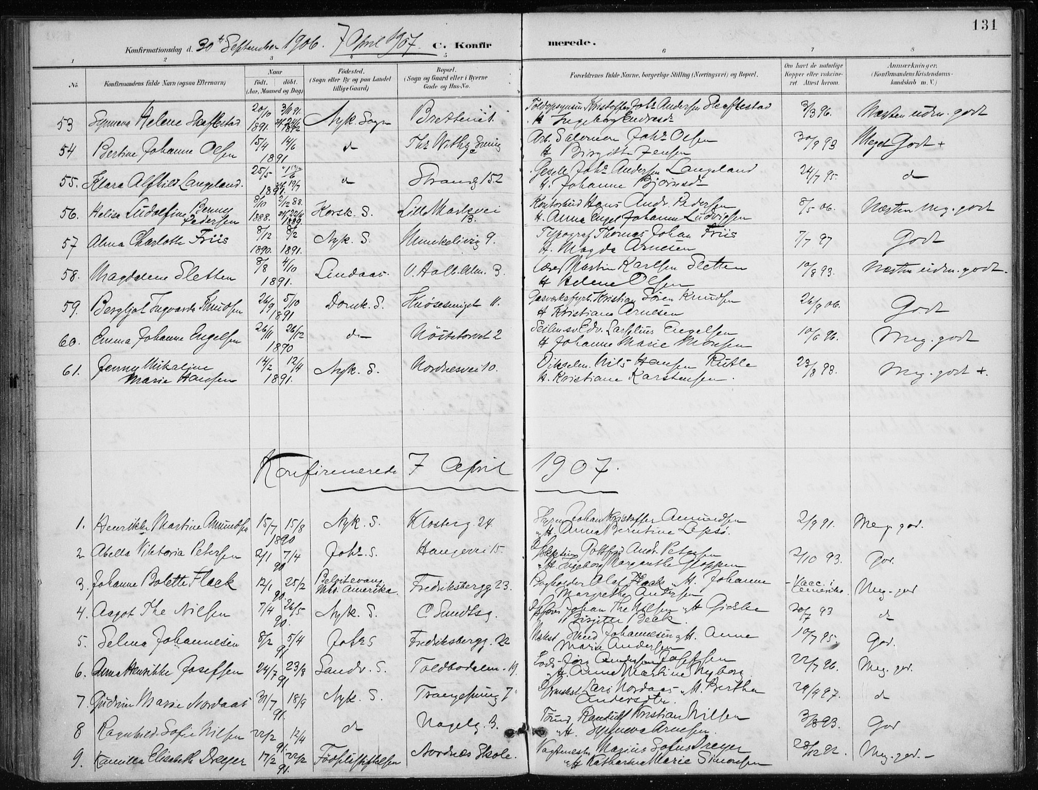 Nykirken Sokneprestembete, SAB/A-77101/H/Haa/L0028: Parish register (official) no. C 7, 1887-1913, p. 131