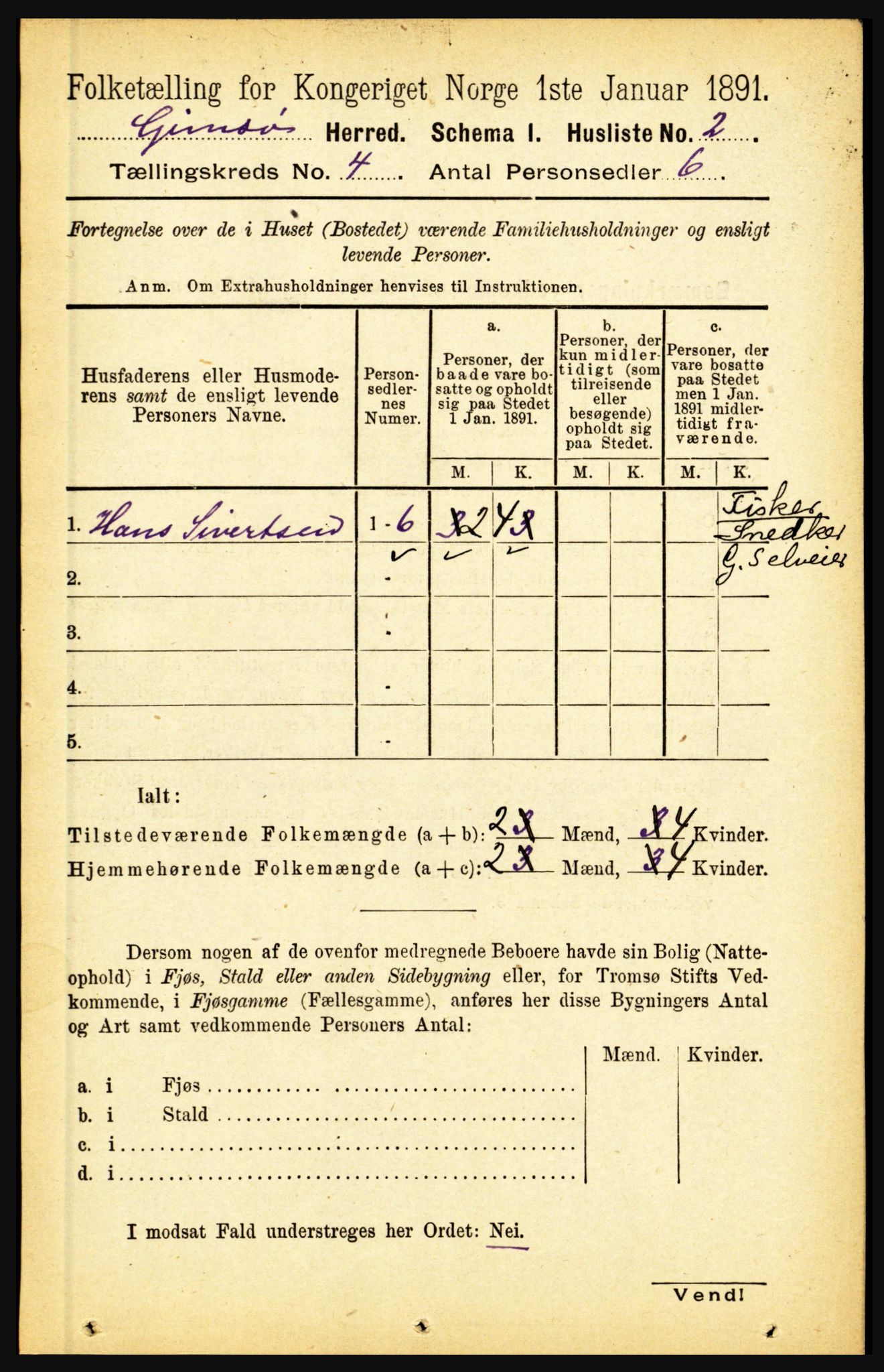 RA, 1891 census for 1864 Gimsøy, 1891, p. 608