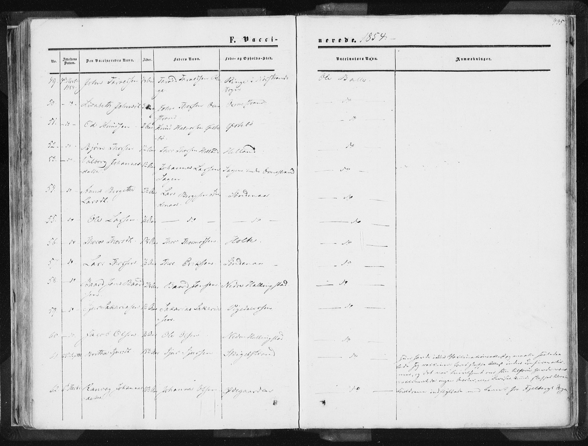 Vikedal sokneprestkontor, AV/SAST-A-101840/01/IV: Parish register (official) no. A 6.2, 1851-1867, p. 435