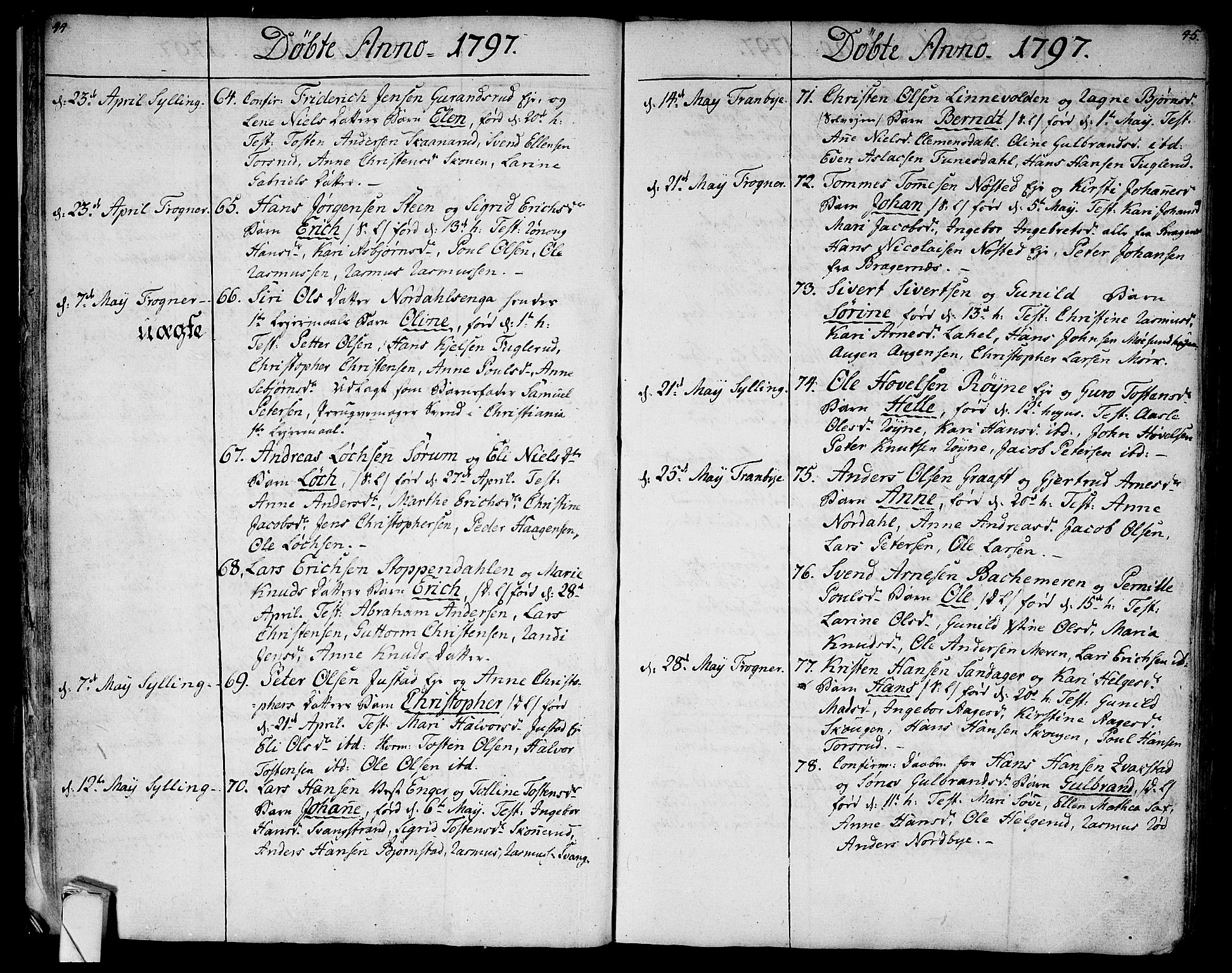 Lier kirkebøker, SAKO/A-230/F/Fa/L0007: Parish register (official) no. I 7, 1794-1813, p. 44-45