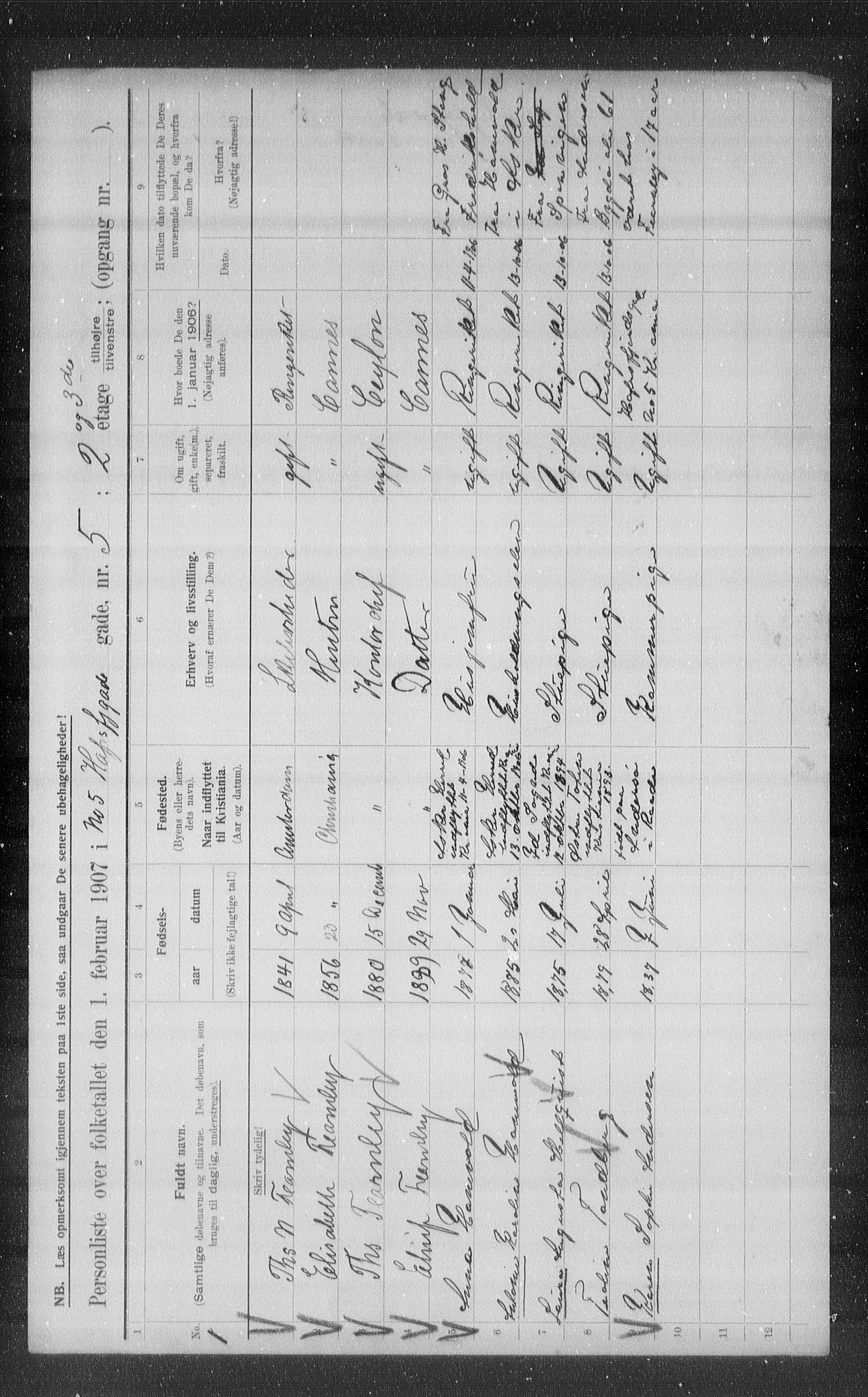 OBA, Municipal Census 1907 for Kristiania, 1907, p. 17080