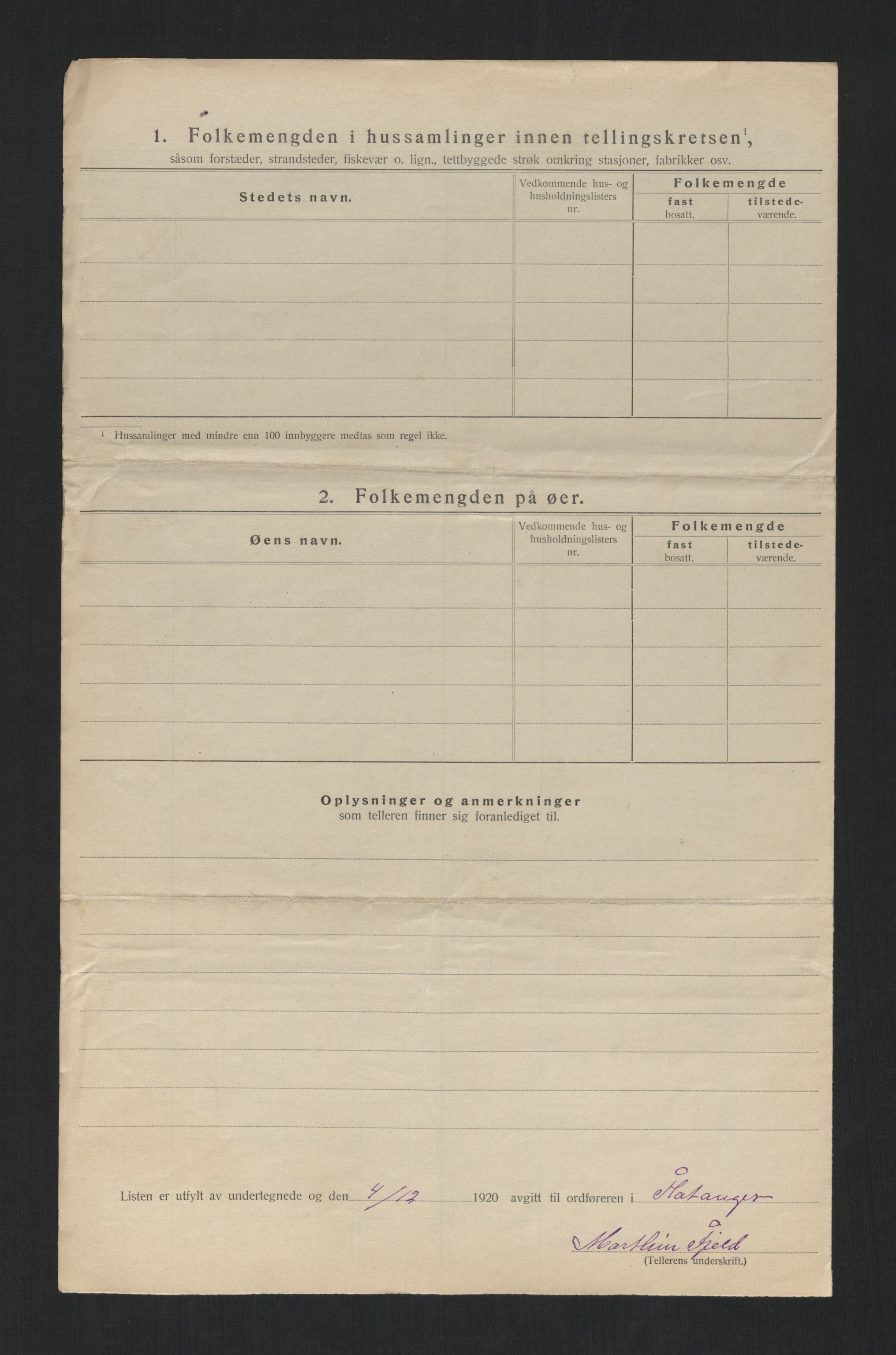 SAT, 1920 census for Flatanger, 1920, p. 25