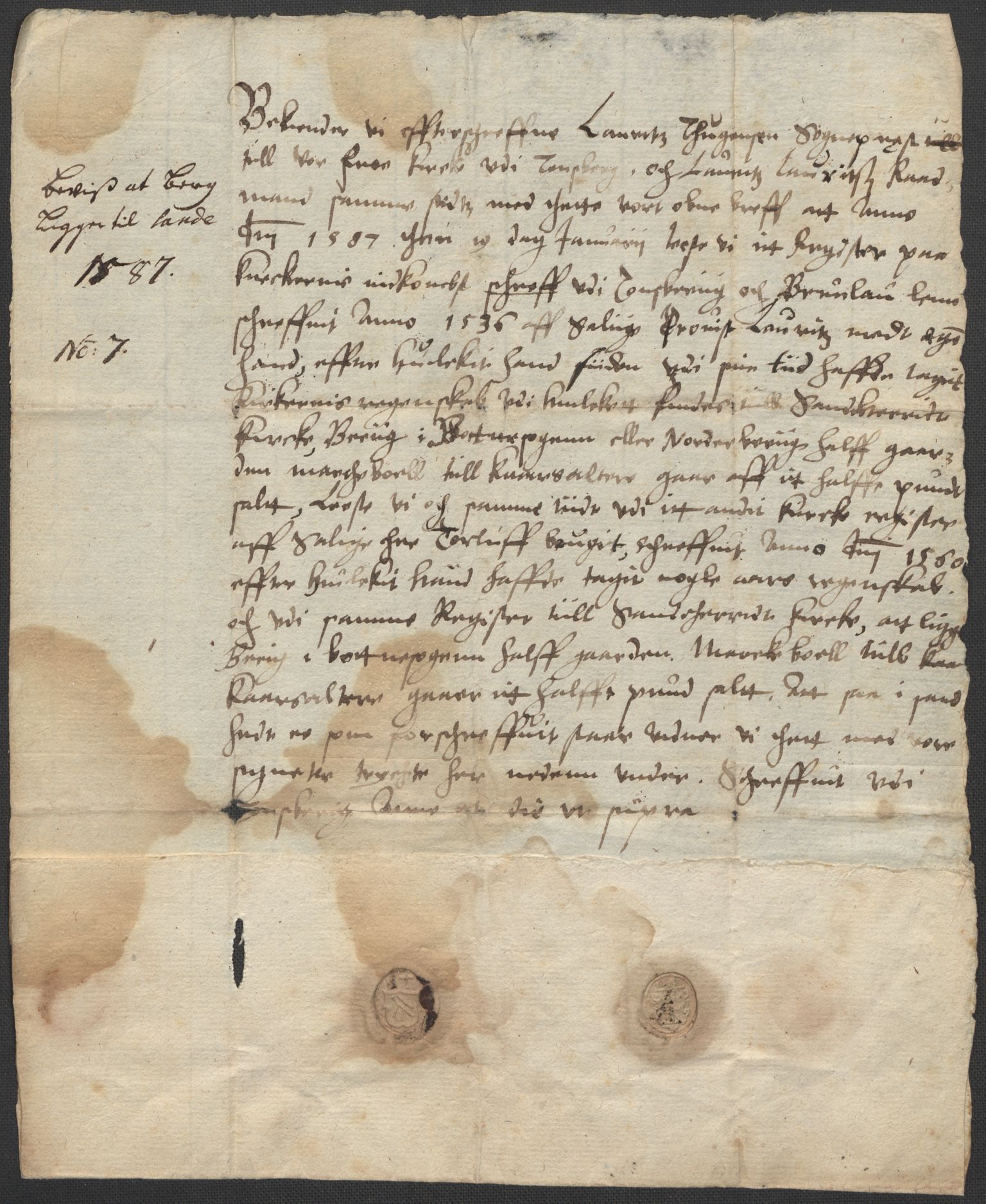 Riksarkivets diplomsamling, AV/RA-EA-5965/F02/L0088: Dokumenter, 1586-1587, p. 42