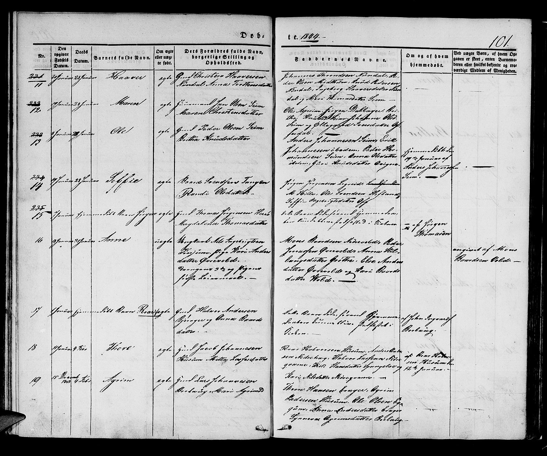 Lærdal sokneprestembete, SAB/A-81201: Parish register (official) no. A 6, 1835-1849, p. 101