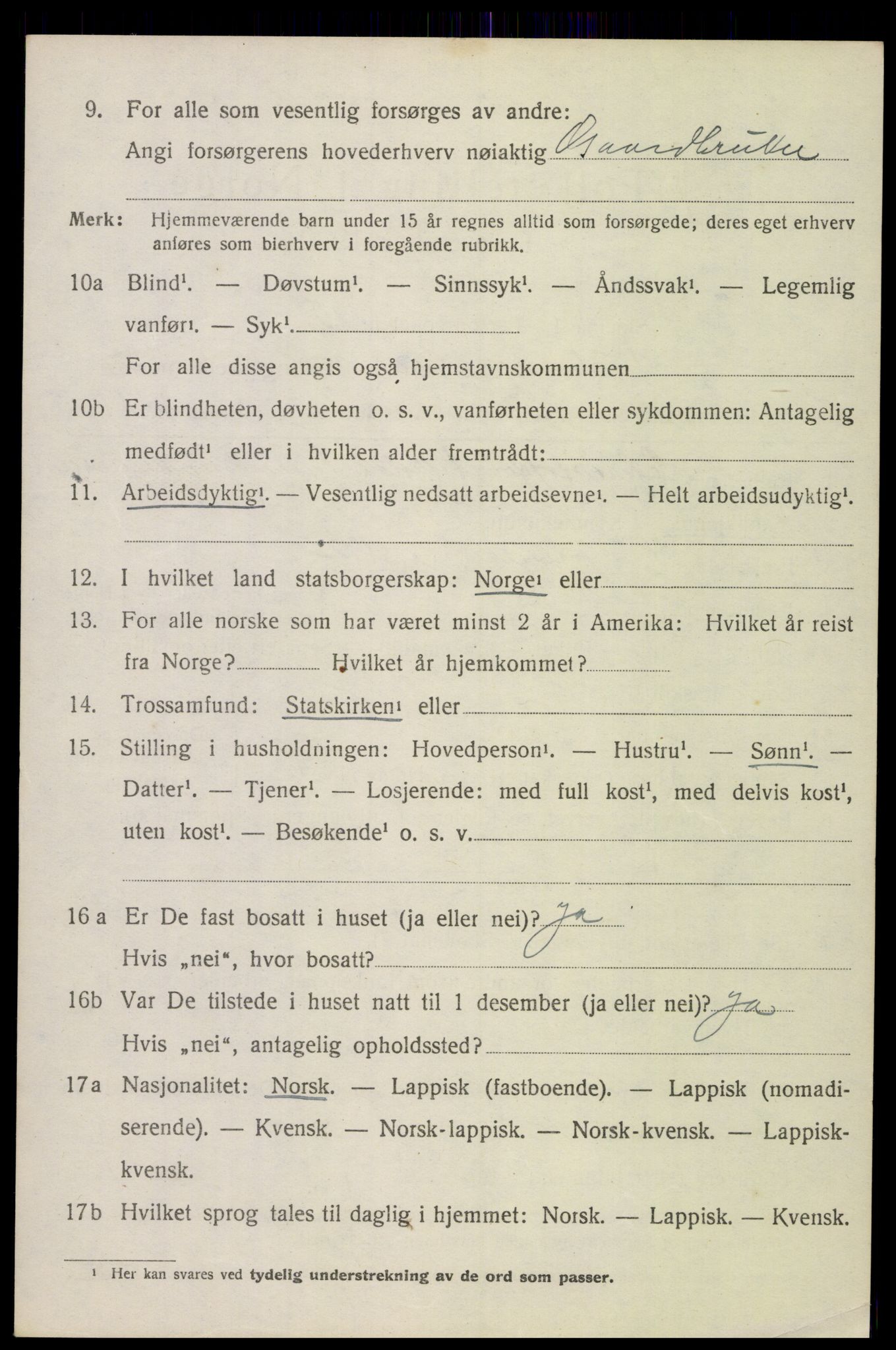 SAT, 1920 census for Ankenes, 1920, p. 3428