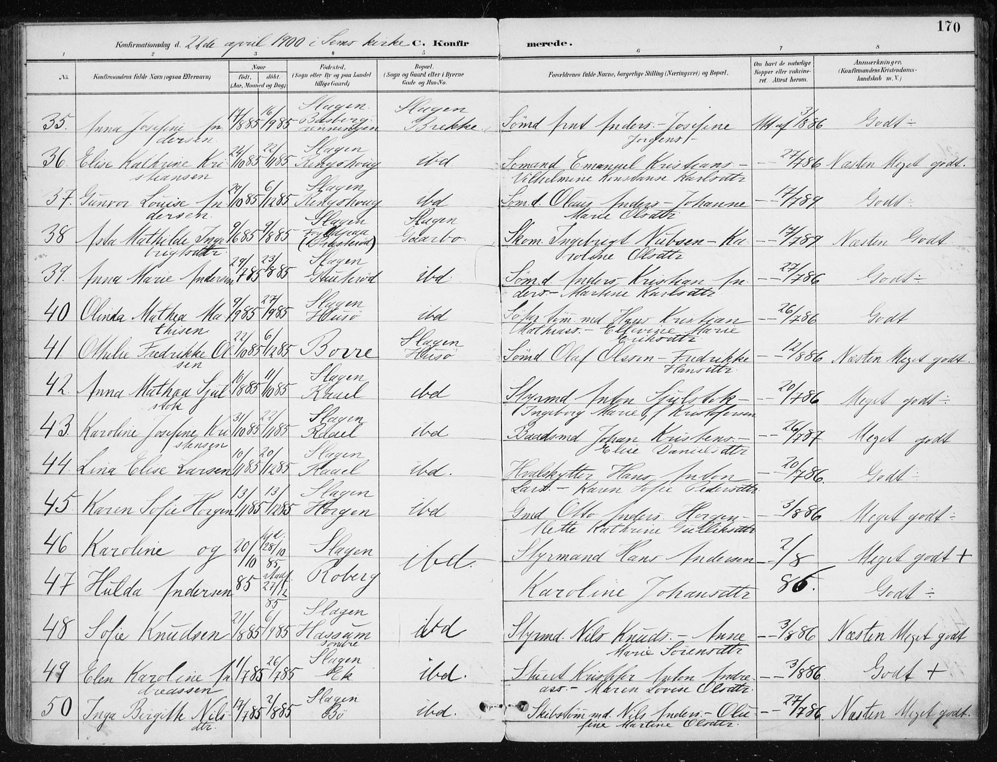 Sem kirkebøker, AV/SAKO-A-5/F/Fb/L0005: Parish register (official) no. II 5, 1892-1904, p. 170