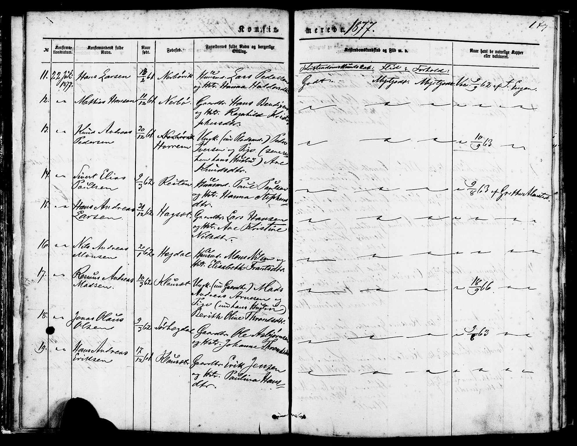 Ministerialprotokoller, klokkerbøker og fødselsregistre - Møre og Romsdal, AV/SAT-A-1454/560/L0720: Parish register (official) no. 560A04, 1873-1878, p. 147