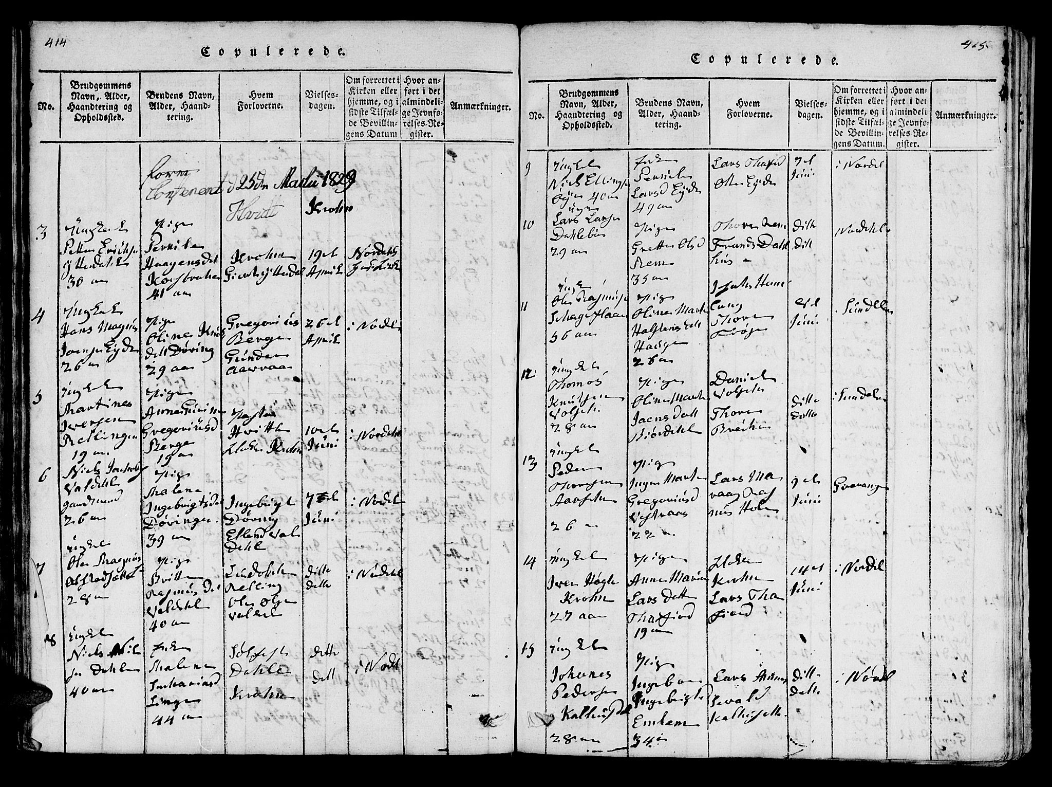 Ministerialprotokoller, klokkerbøker og fødselsregistre - Møre og Romsdal, SAT/A-1454/519/L0246: Parish register (official) no. 519A05, 1817-1834, p. 414-415
