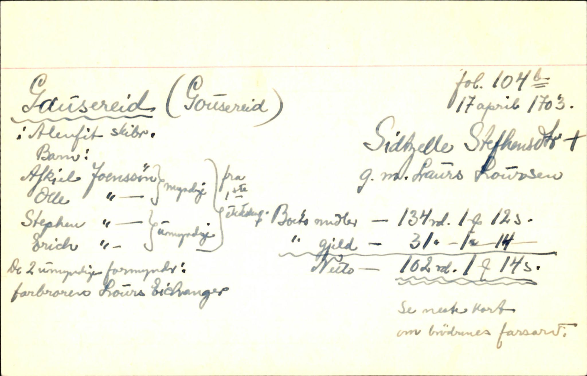 Skiftekort ved Statsarkivet i Bergen, SAB/SKIFTEKORT/001/L0001: Skifteprotokoll nr. 1-2 - test test, 1702-1716, p. 6