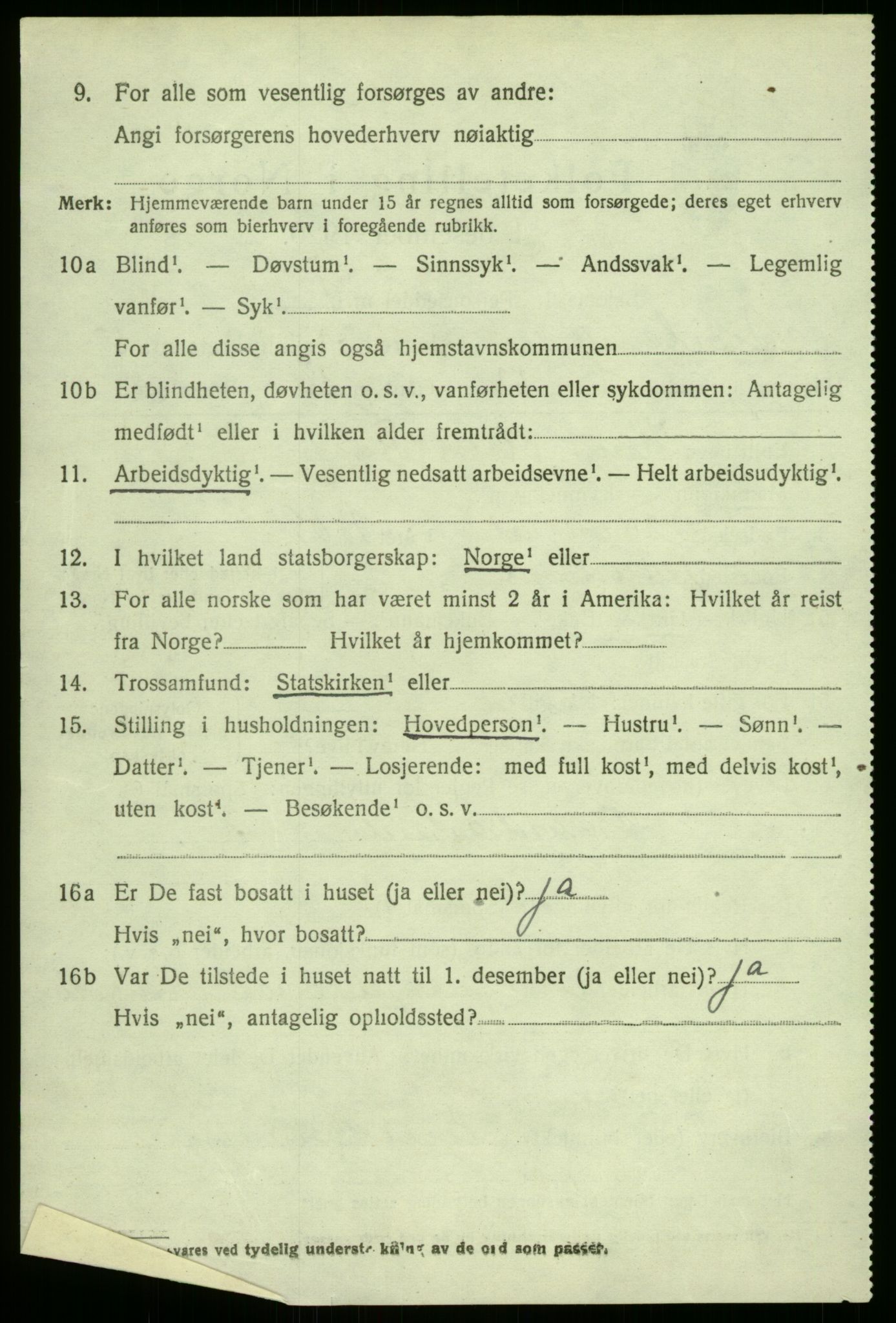 SAB, 1920 census for Aurland, 1920, p. 3861