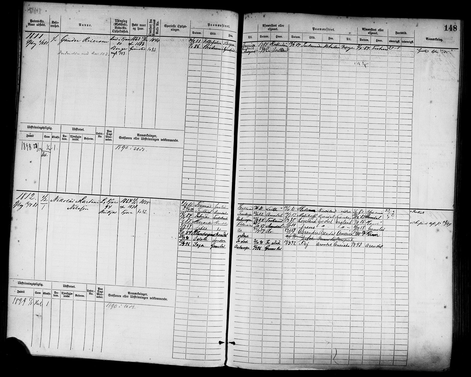 Grimstad mønstringskrets, AV/SAK-2031-0013/F/Fb/L0003: Hovedrulle nr 1517-2276, F-6, 1877-1888, p. 154