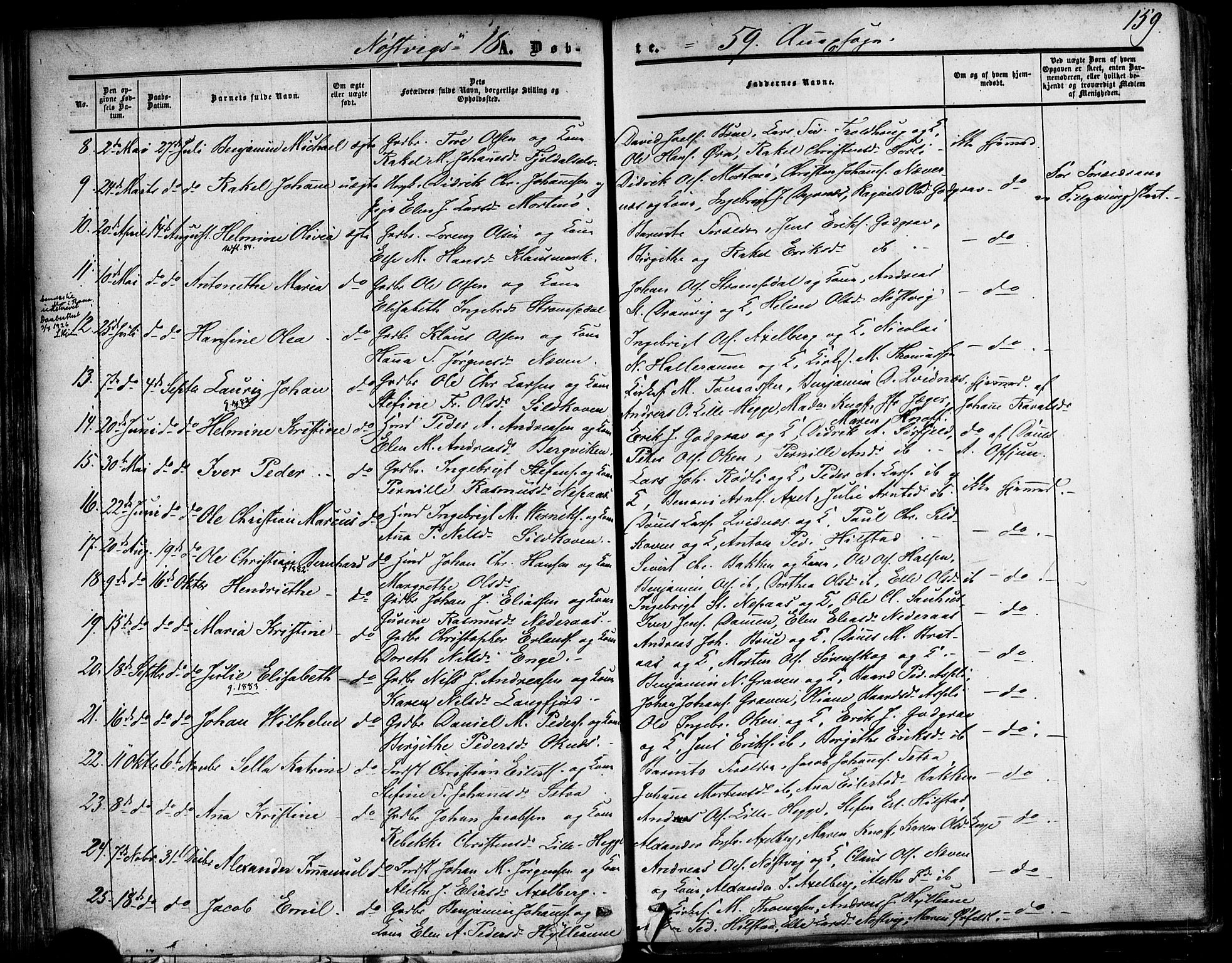 Ministerialprotokoller, klokkerbøker og fødselsregistre - Nordland, AV/SAT-A-1459/814/L0224: Parish register (official) no. 814A05, 1834-1874, p. 159b