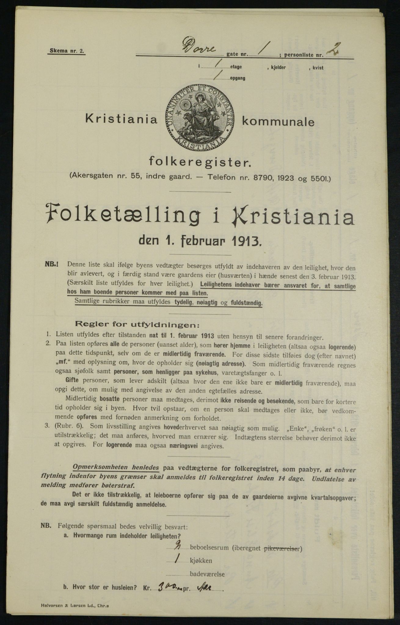 OBA, Municipal Census 1913 for Kristiania, 1913, p. 16068