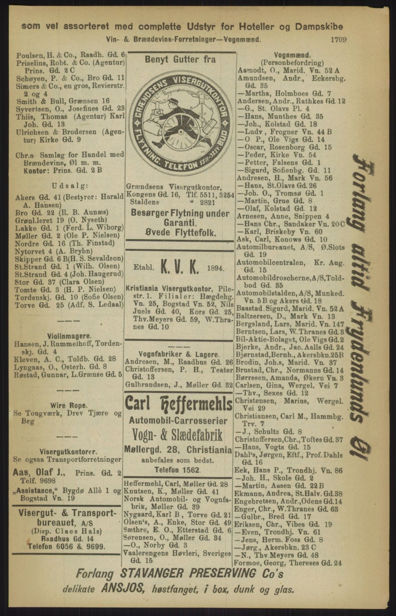 Kristiania/Oslo adressebok, PUBL/-, 1911, p. 1709