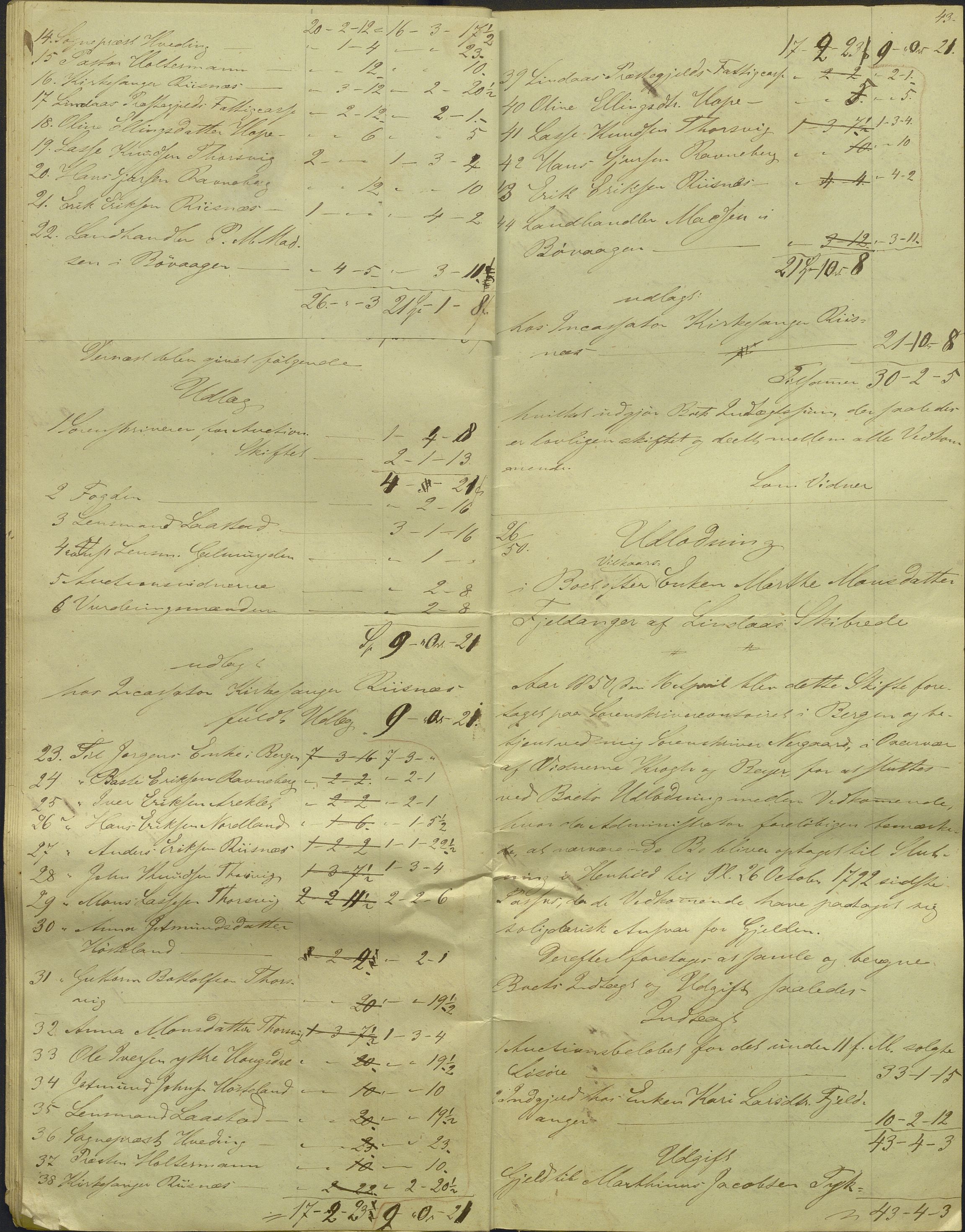Nordhordland sorenskrivar, AV/SAB-A-2901/1/H/Hd/Hdb/L0001: Konsept til utlodningar, 1850-1852, p. 52