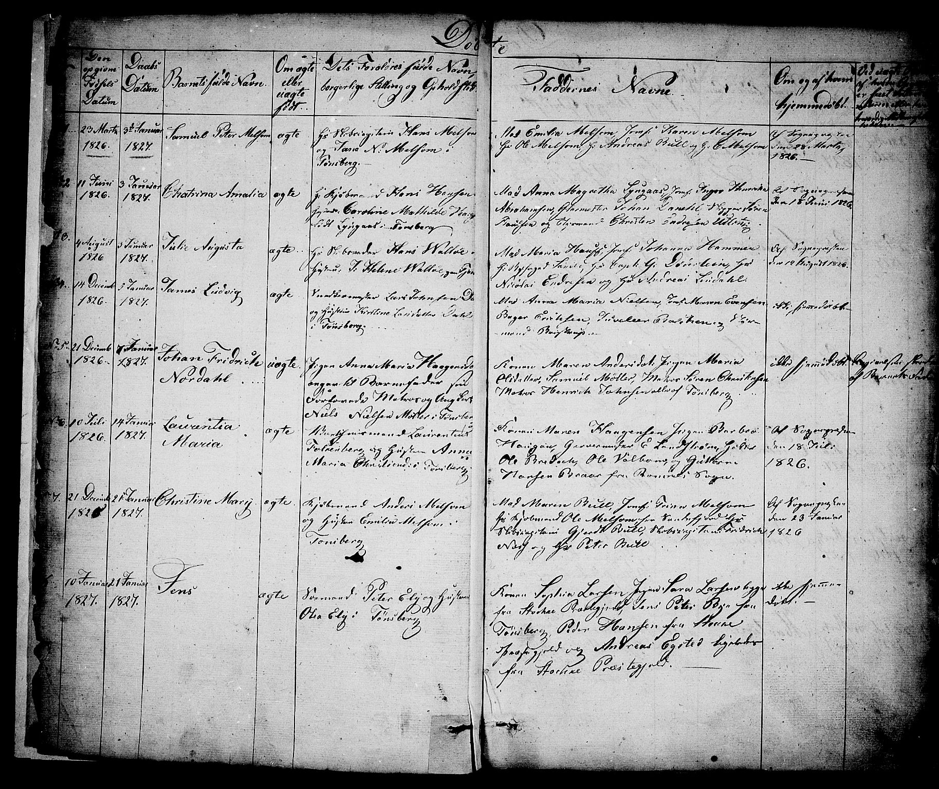 Tønsberg kirkebøker, SAKO/A-330/F/Fa/L0005: Parish register (official) no. I 5, 1827-1836, p. 2-3