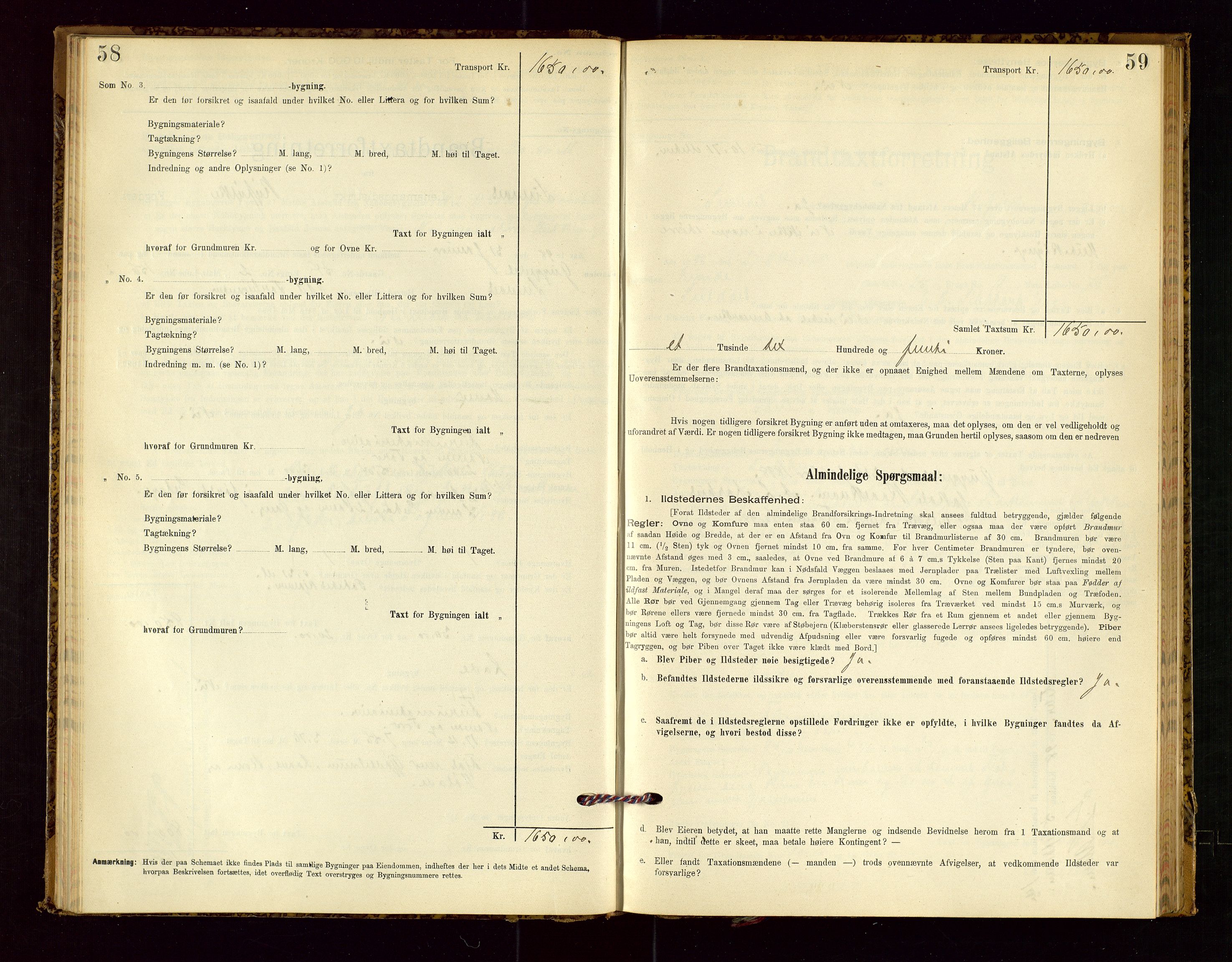 Suldal lensmannskontor, SAST/A-100419/Gob/L0001: "Brandtaxationsprotokol", 1894-1923, p. 58-59