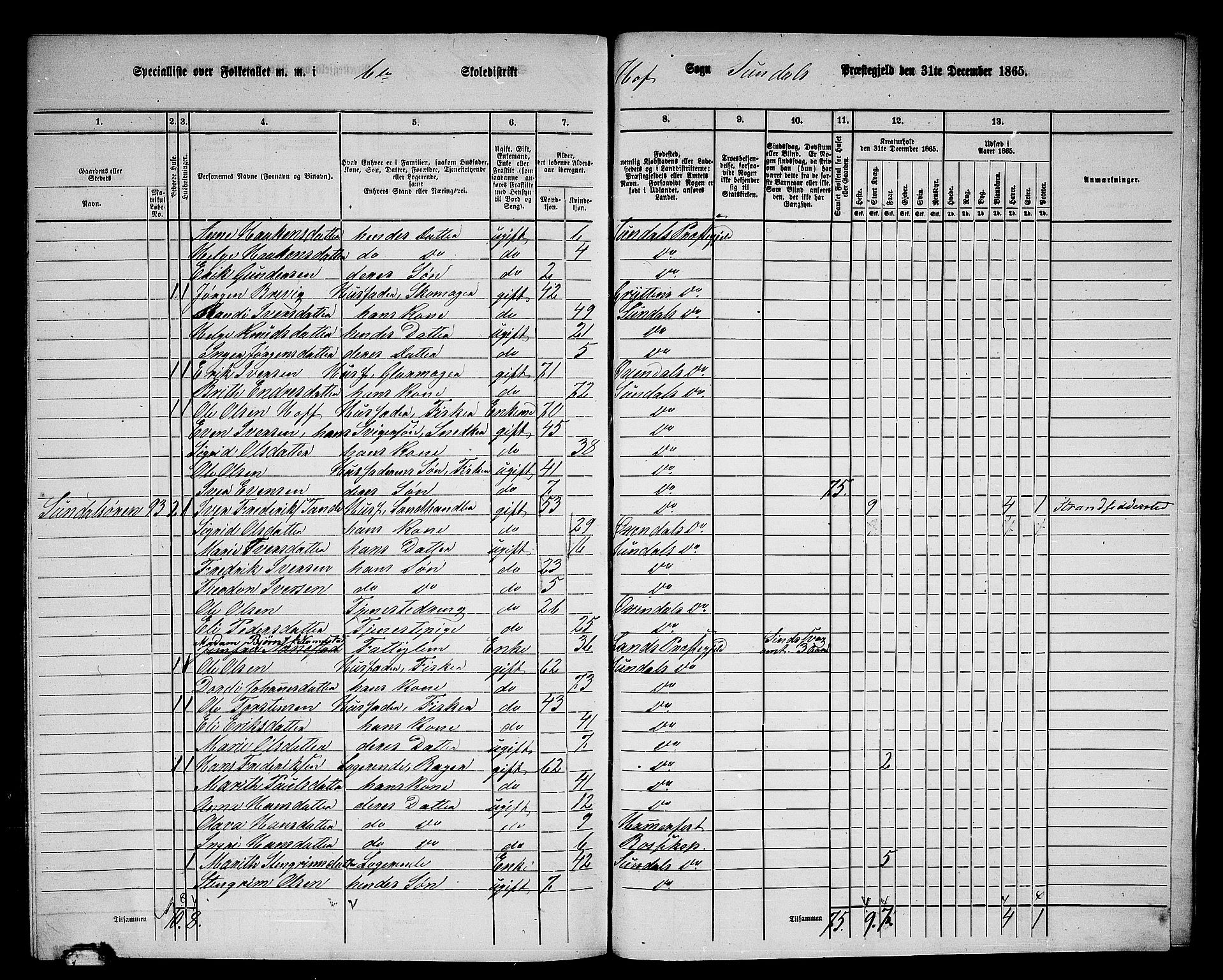 RA, 1865 census for Sunndal, 1865, p. 87