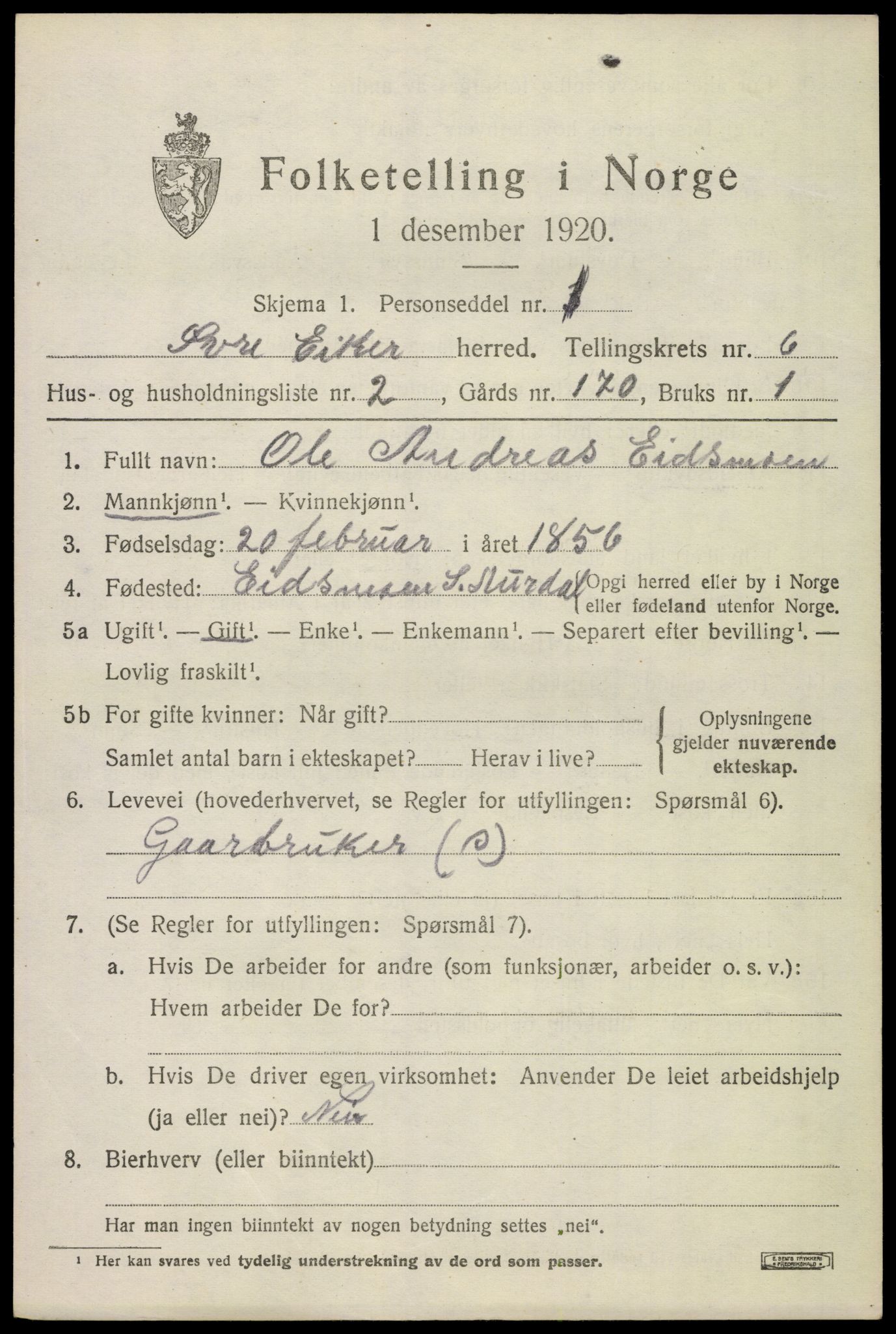 SAKO, 1920 census for Øvre Eiker, 1920, p. 12782