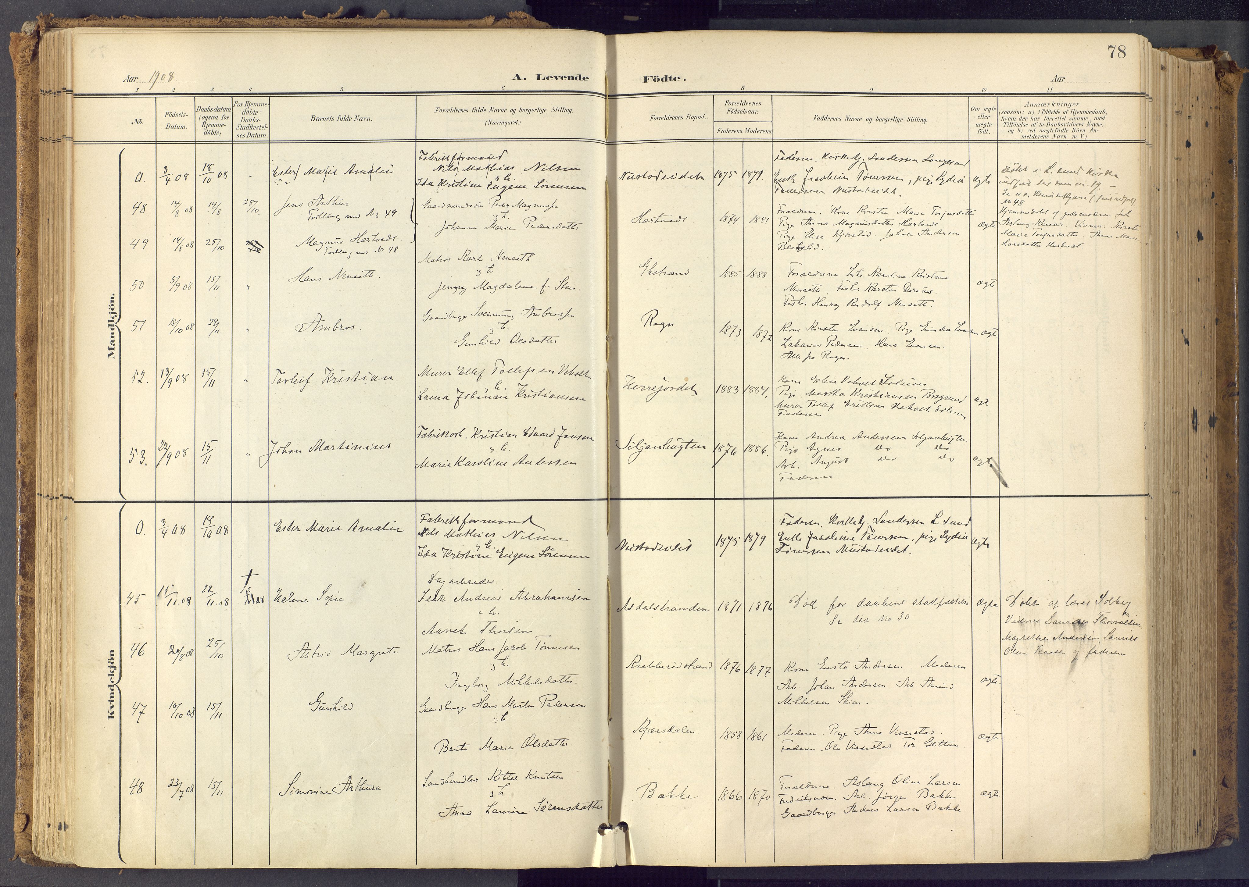 Bamble kirkebøker, SAKO/A-253/F/Fa/L0009: Parish register (official) no. I 9, 1901-1917, p. 78
