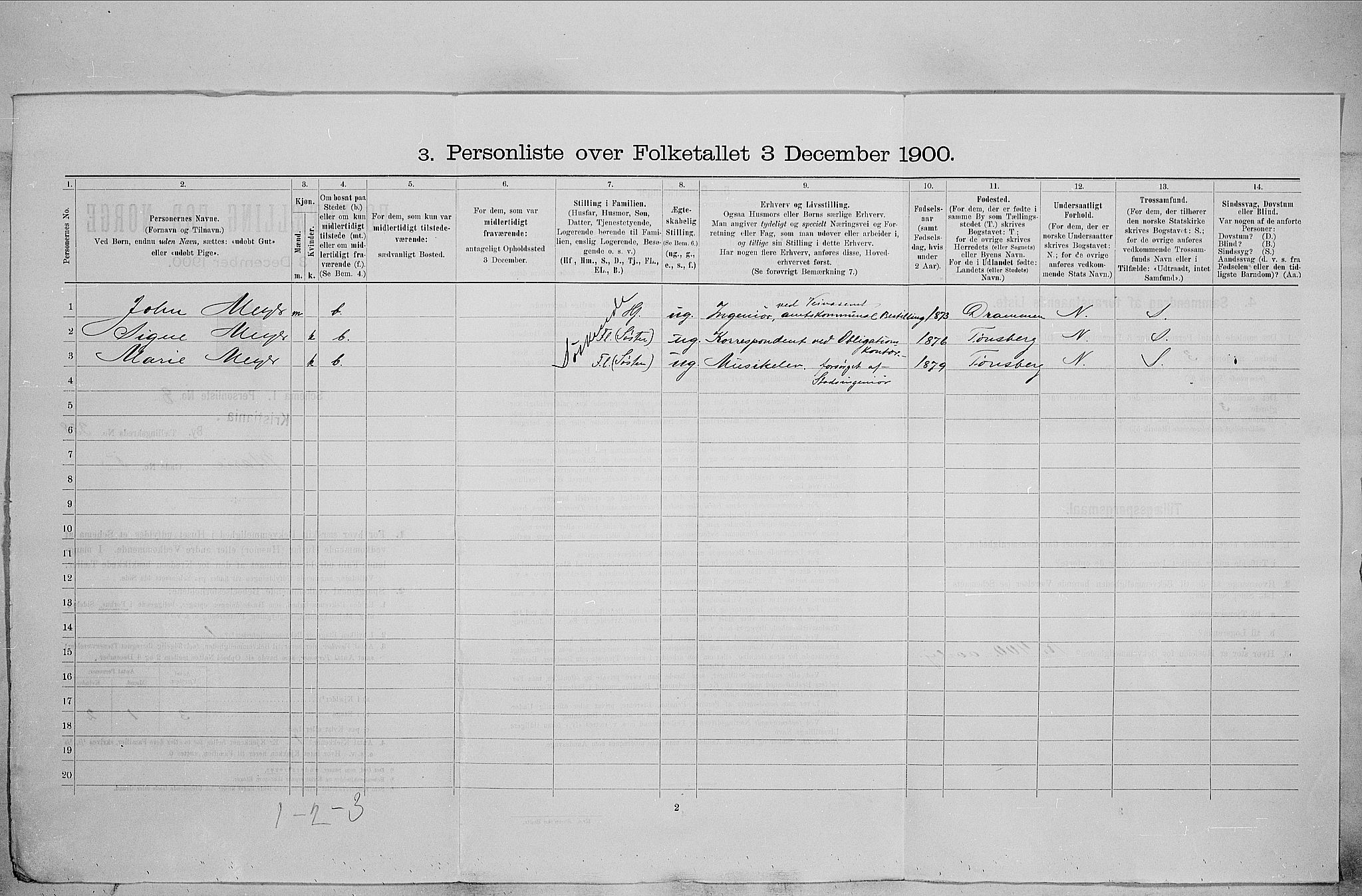 SAO, 1900 census for Kristiania, 1900, p. 57152