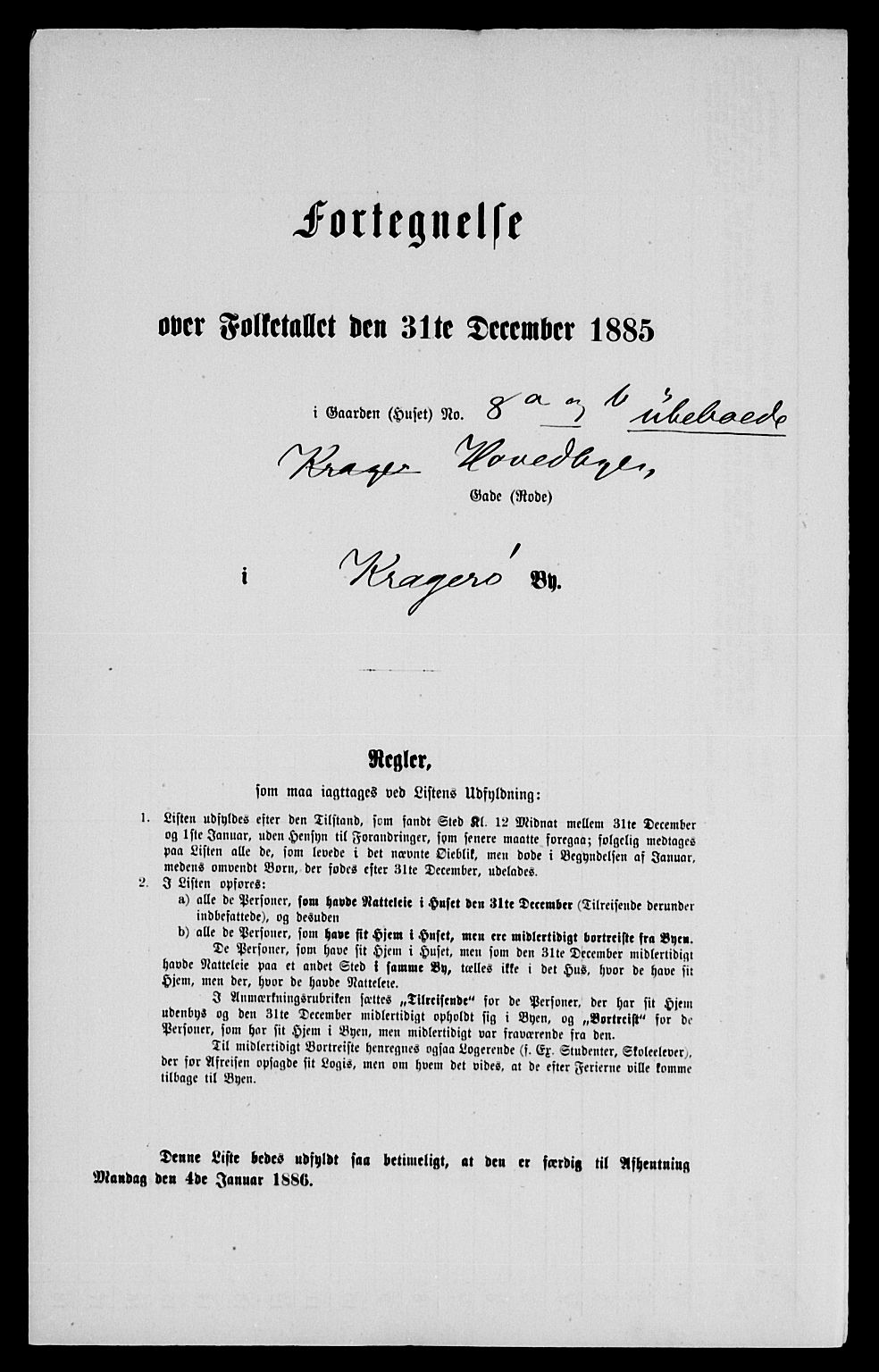 SAKO, 1885 census for 0801 Kragerø, 1885, p. 1046