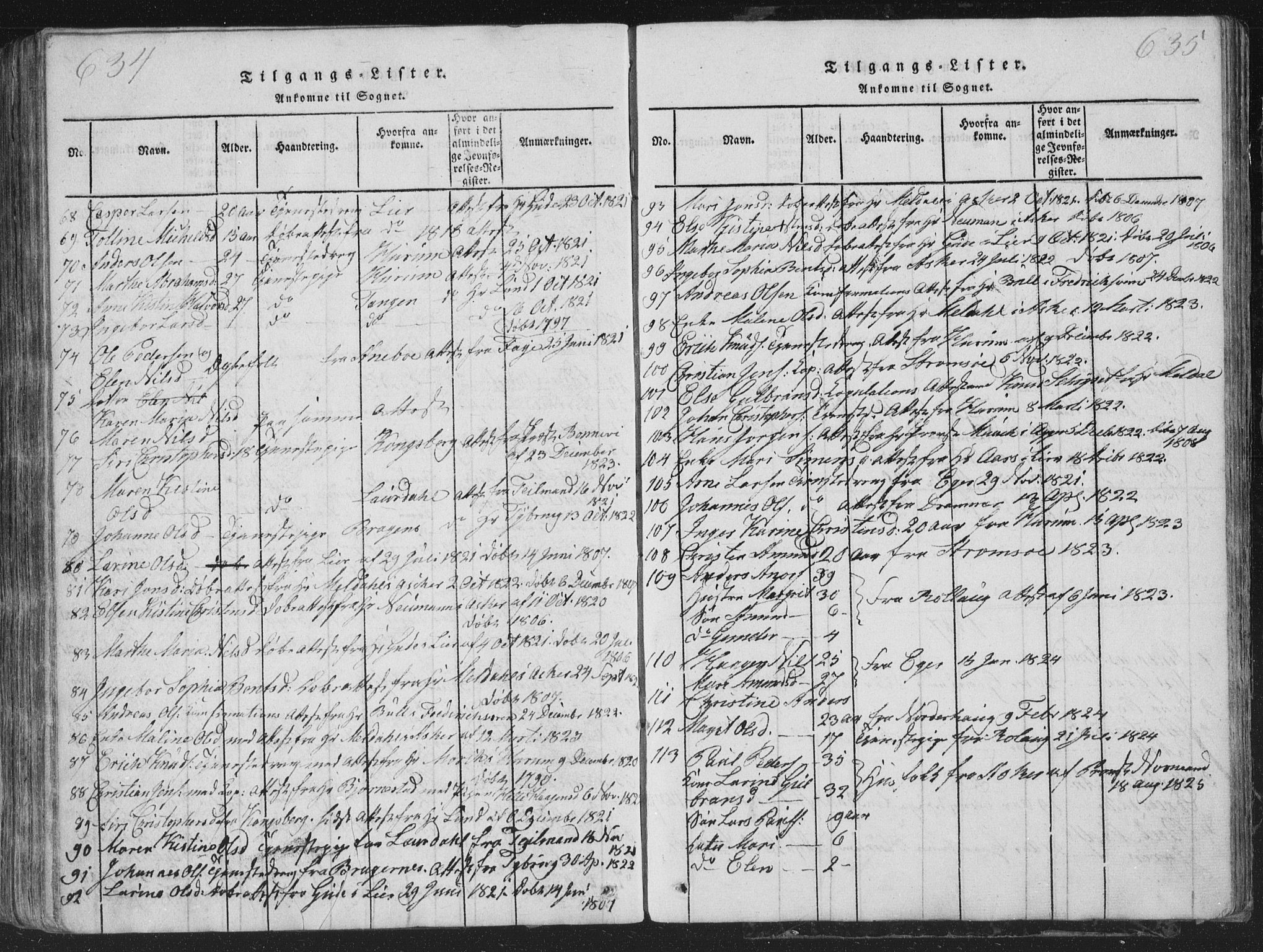 Røyken kirkebøker, SAKO/A-241/G/Ga/L0003: Parish register (copy) no. 3, 1814-1856, p. 634-635