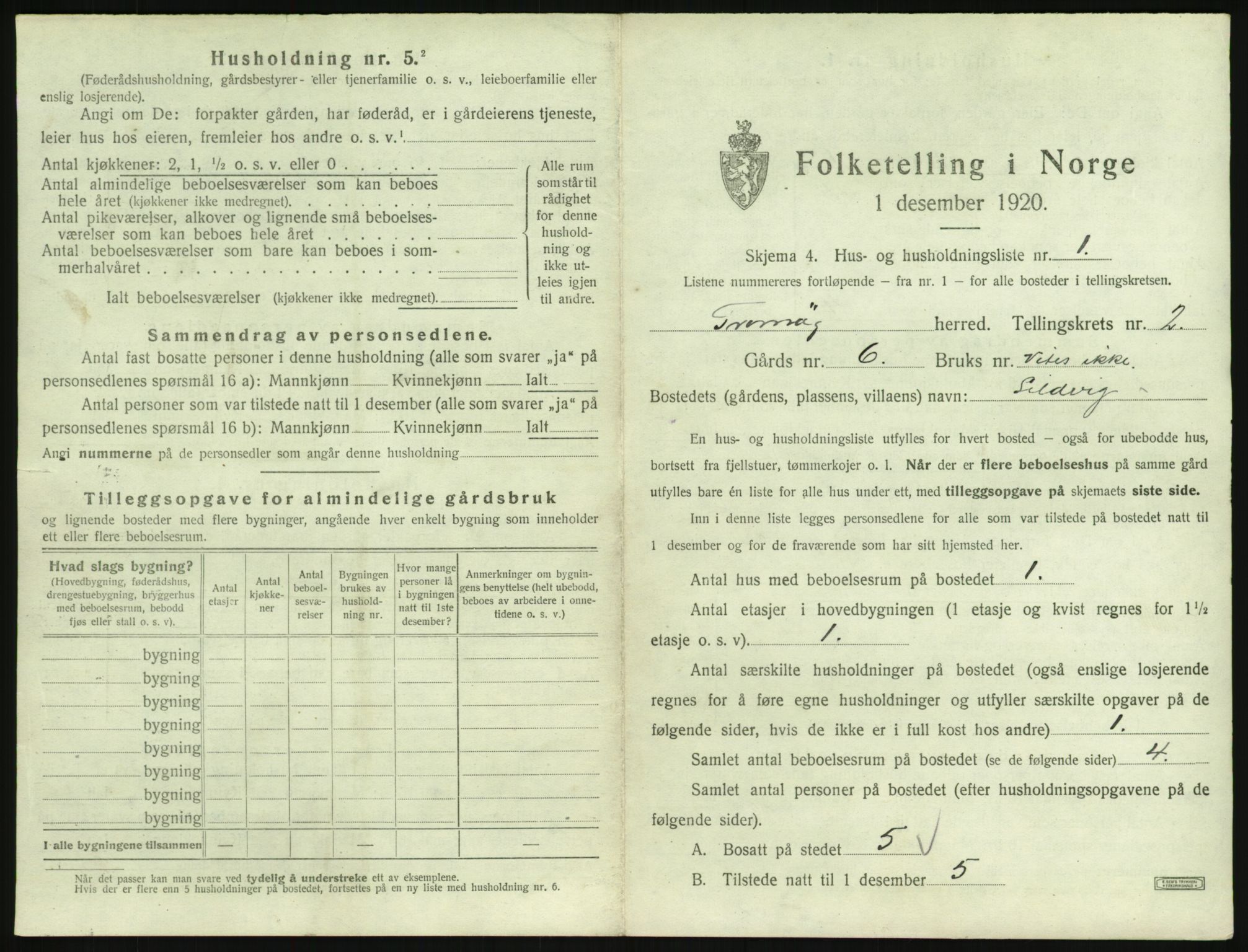 SAK, 1920 census for Tromøy, 1920, p. 99