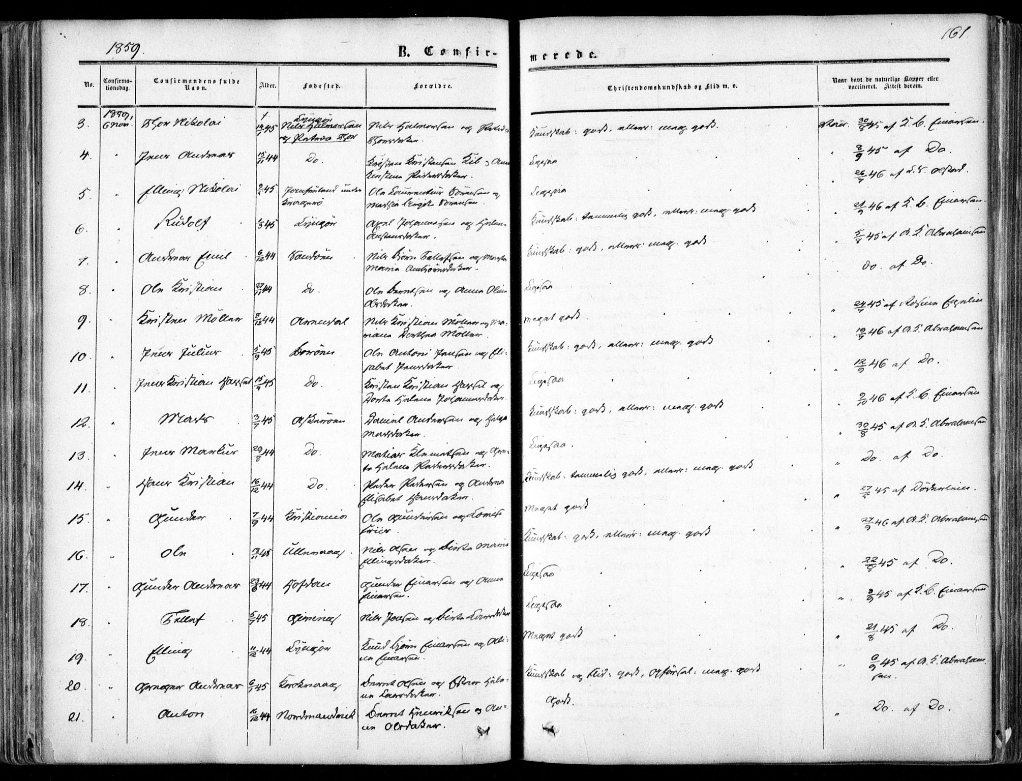 Dypvåg sokneprestkontor, SAK/1111-0007/F/Fa/Faa/L0006: Parish register (official) no. A 6, 1855-1872, p. 161