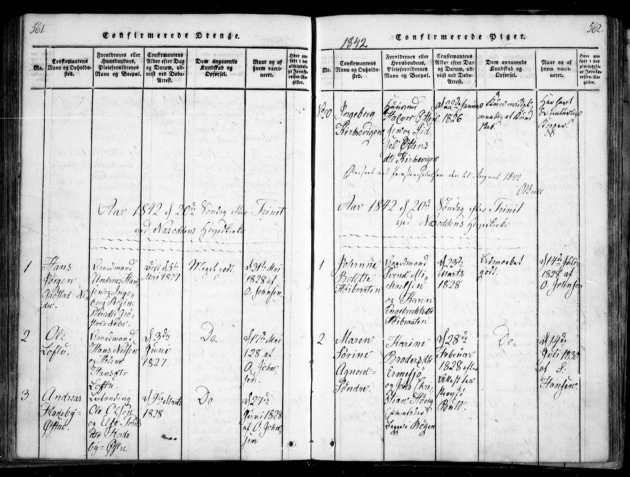 Nesodden prestekontor Kirkebøker, AV/SAO-A-10013/F/Fa/L0006: Parish register (official) no. I 6, 1814-1847, p. 561-562