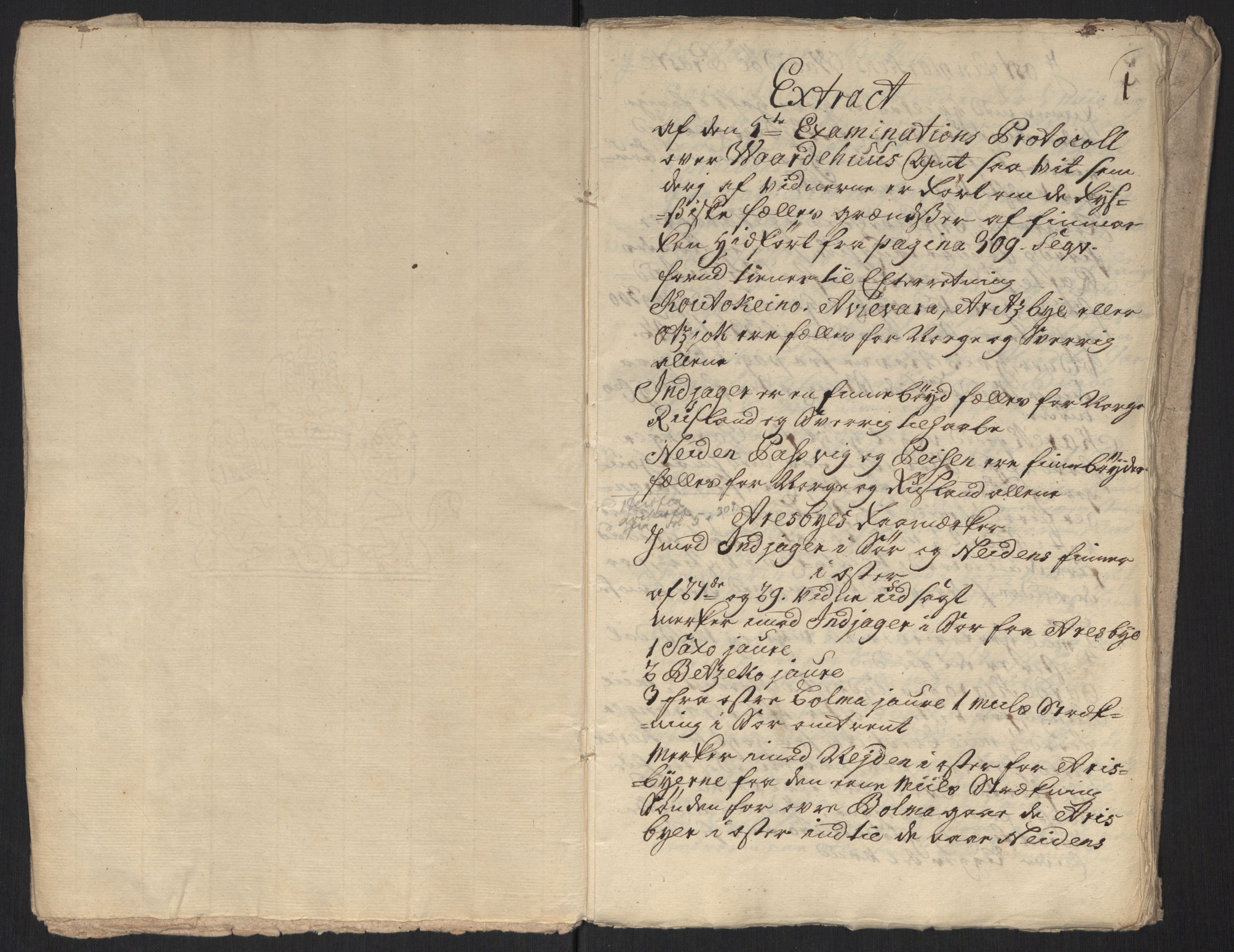Danske Kanselli, Grensearkivet, RA/EA-4062/F/L0011a/0004: Volum XXIII-XXVIa / Vol. XXVIa: Major Schnitlers grenseeksaminasjonsprotokoll, 6. bind, 1744-1745, p. 0-1