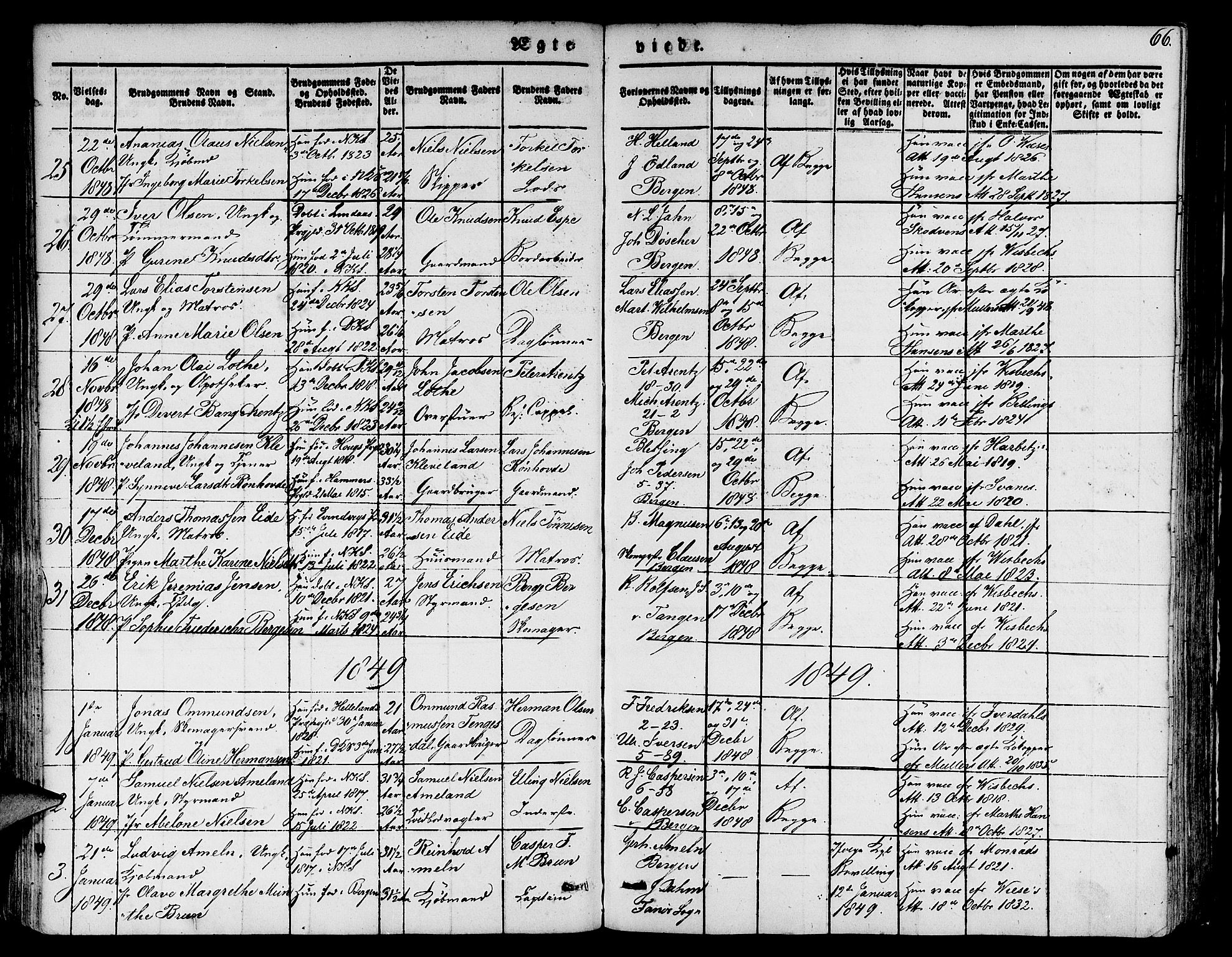 Nykirken Sokneprestembete, SAB/A-77101/H/Hab: Parish register (copy) no. D 1, 1832-1867, p. 66