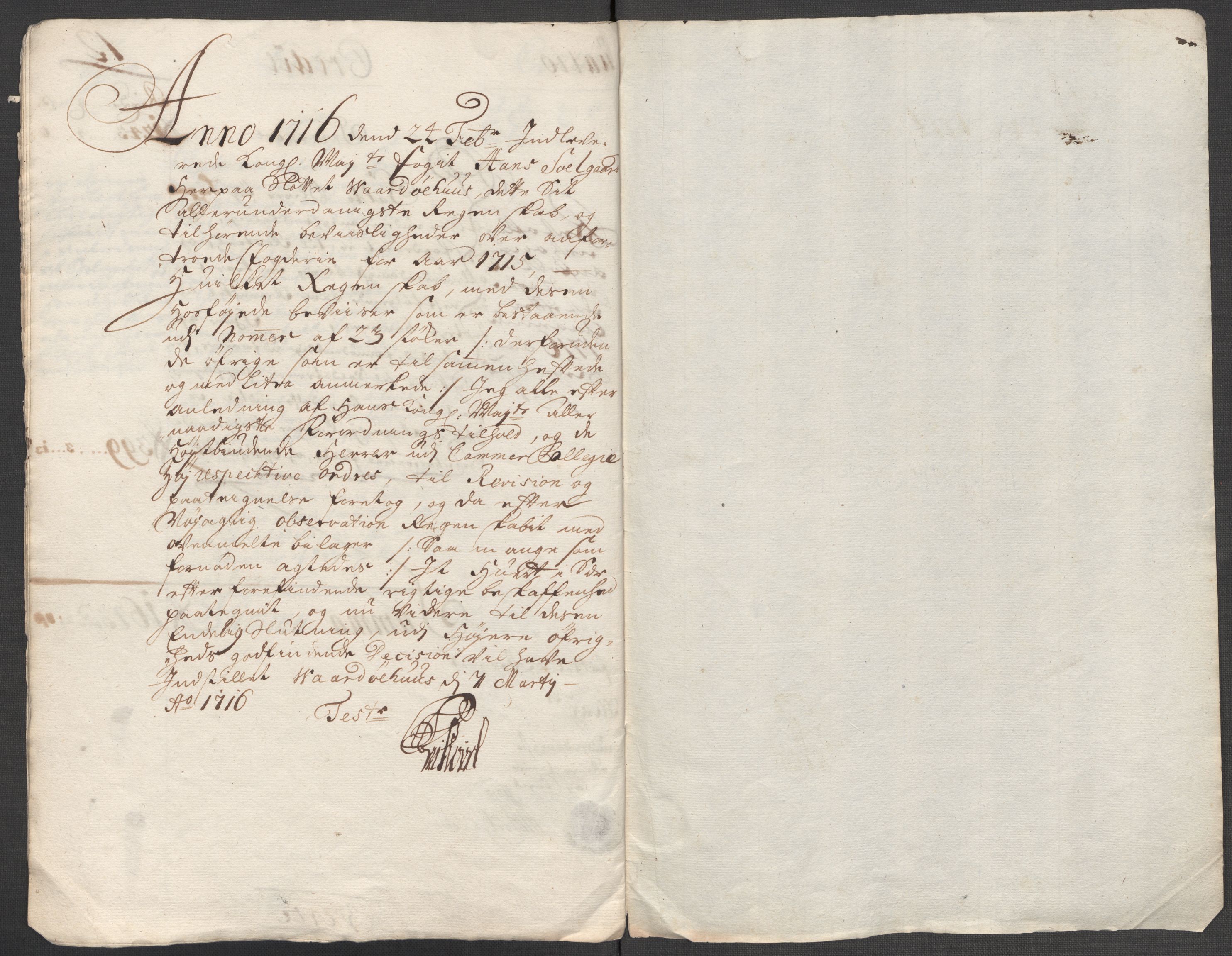 Rentekammeret inntil 1814, Reviderte regnskaper, Fogderegnskap, AV/RA-EA-4092/R69/L4856: Fogderegnskap Finnmark/Vardøhus, 1713-1715, p. 388