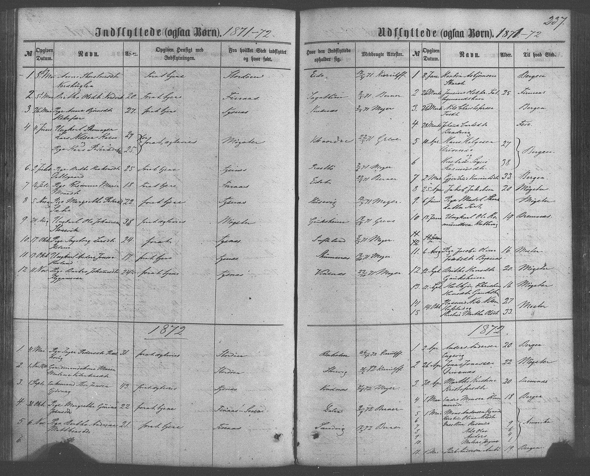 Fitjar sokneprestembete, AV/SAB-A-99926: Parish register (official) no. A 1, 1862-1881, p. 237