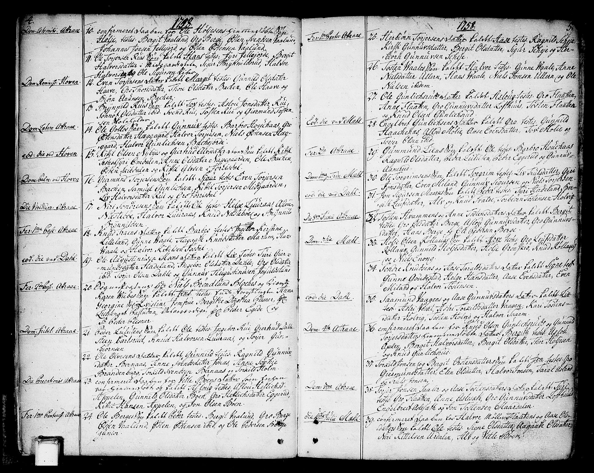 Tinn kirkebøker, AV/SAKO-A-308/F/Fa/L0002: Parish register (official) no. I 2, 1757-1810, p. 4-5