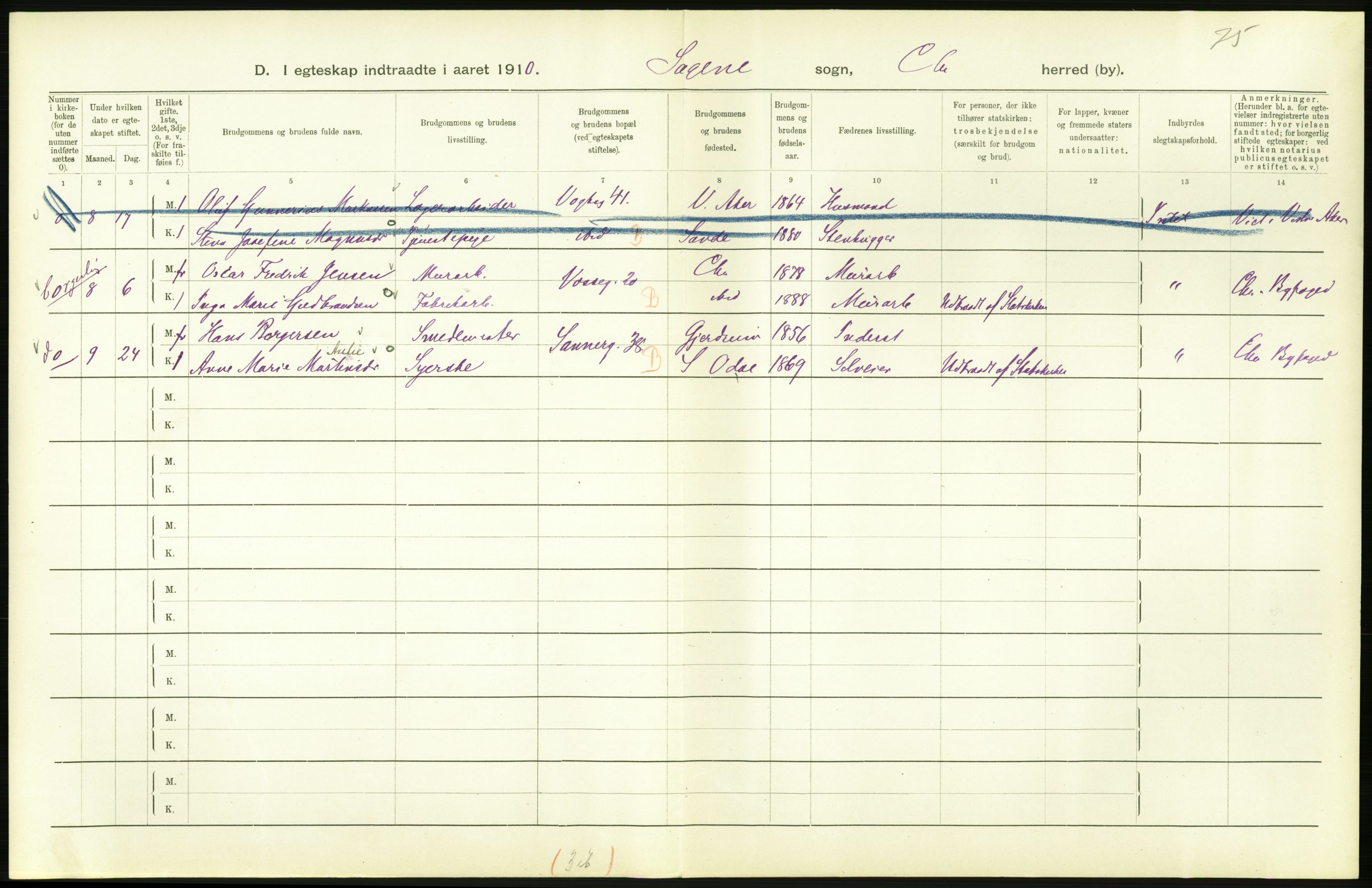 Statistisk sentralbyrå, Sosiodemografiske emner, Befolkning, AV/RA-S-2228/D/Df/Dfa/Dfah/L0009: Kristiania: Gifte og dødfødte., 1910, p. 636