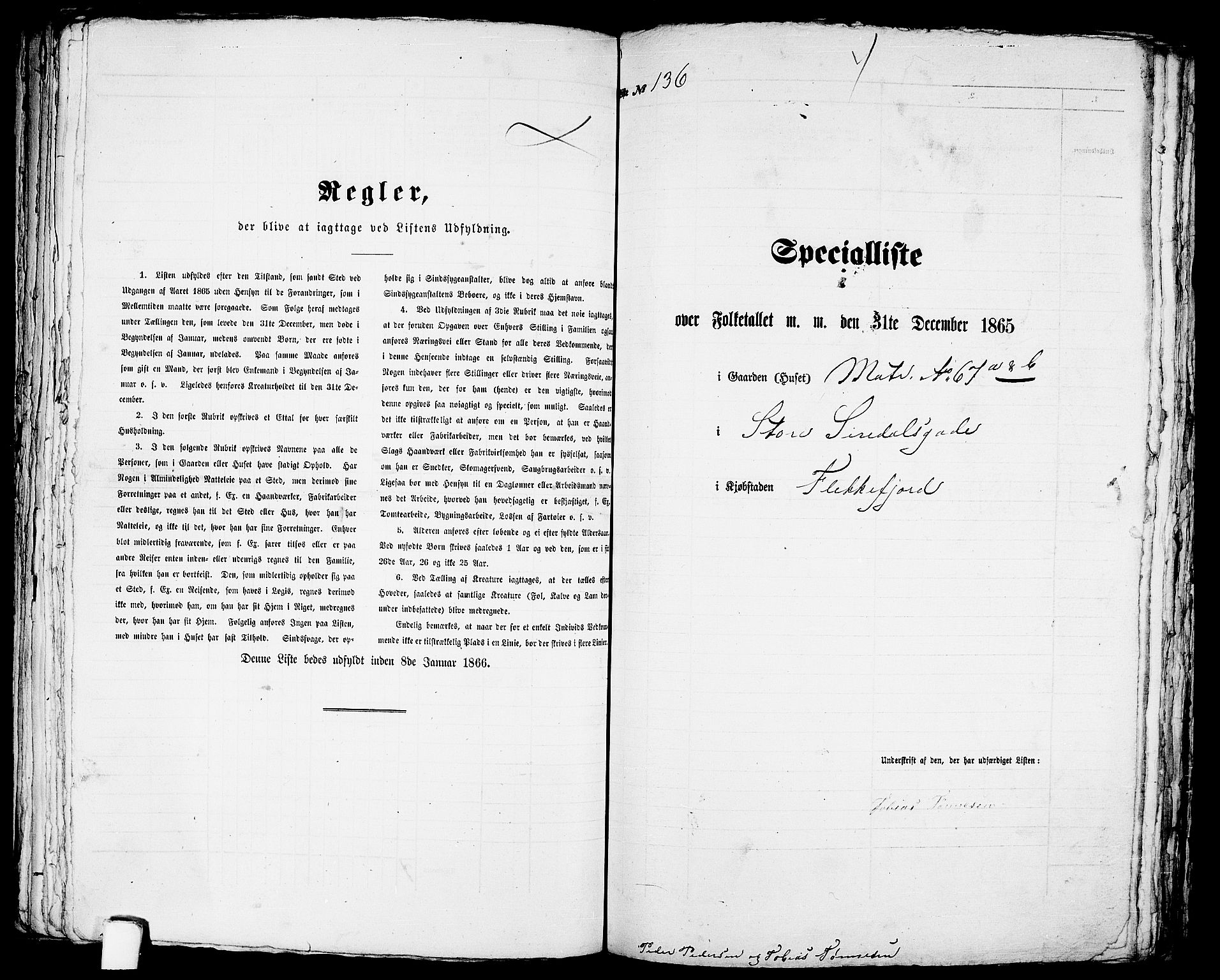 RA, 1865 census for Flekkefjord/Flekkefjord, 1865, p. 282