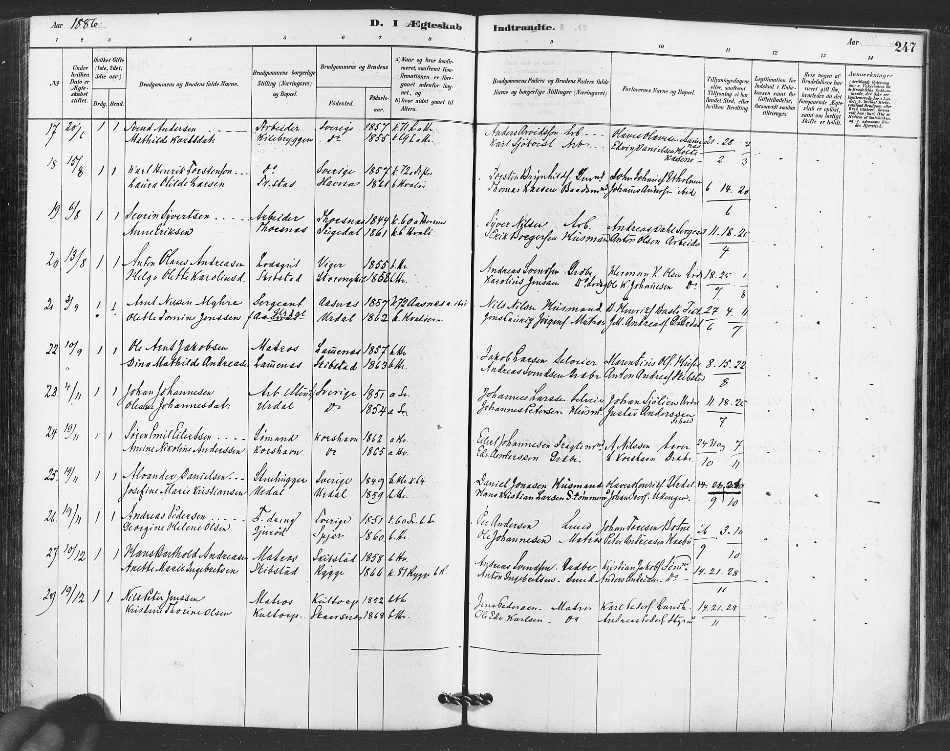 Hvaler prestekontor Kirkebøker, AV/SAO-A-2001/F/Fa/L0008: Parish register (official) no. I 8, 1878-1895, p. 247