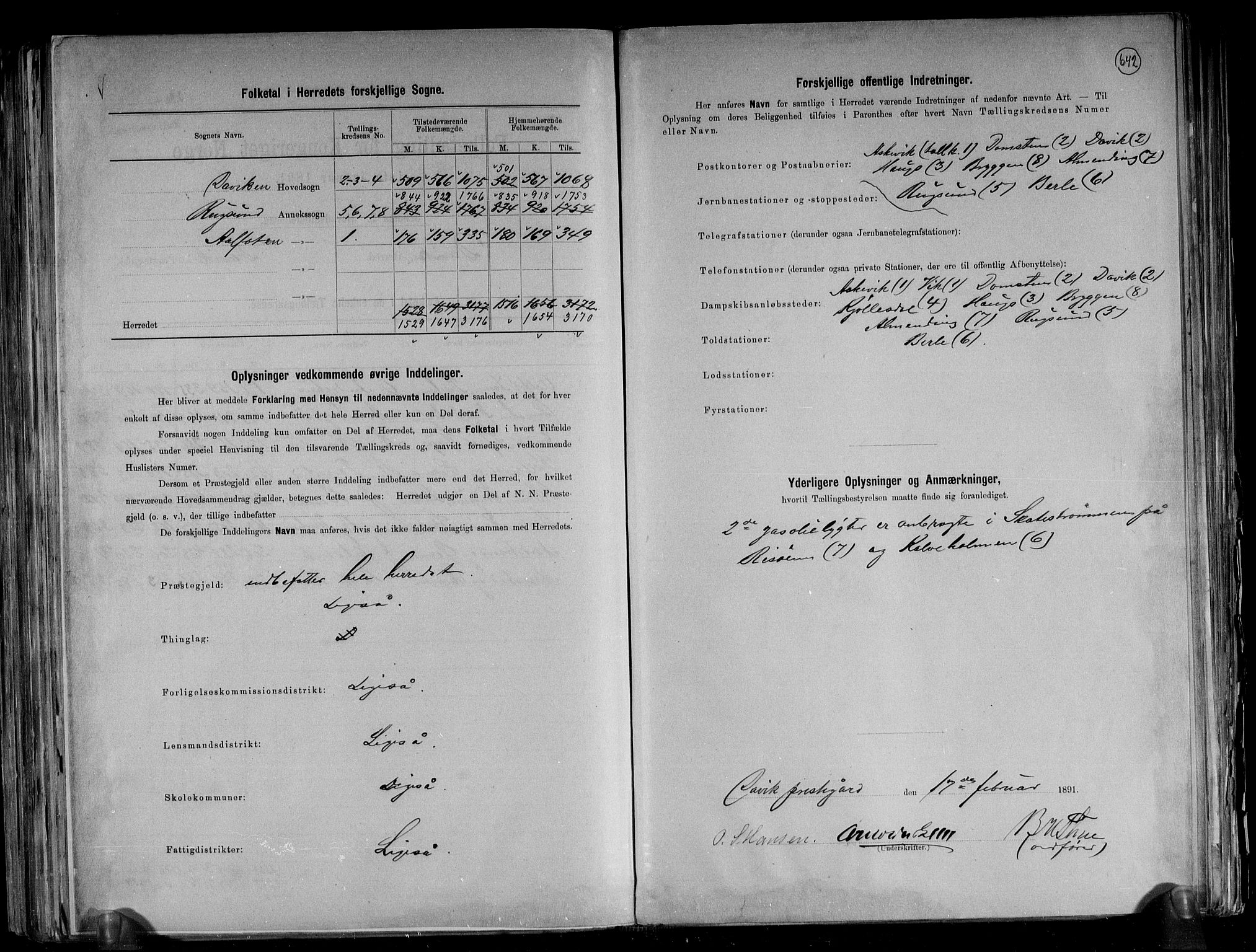 RA, 1891 census for 1442 Davik, 1891, p. 3