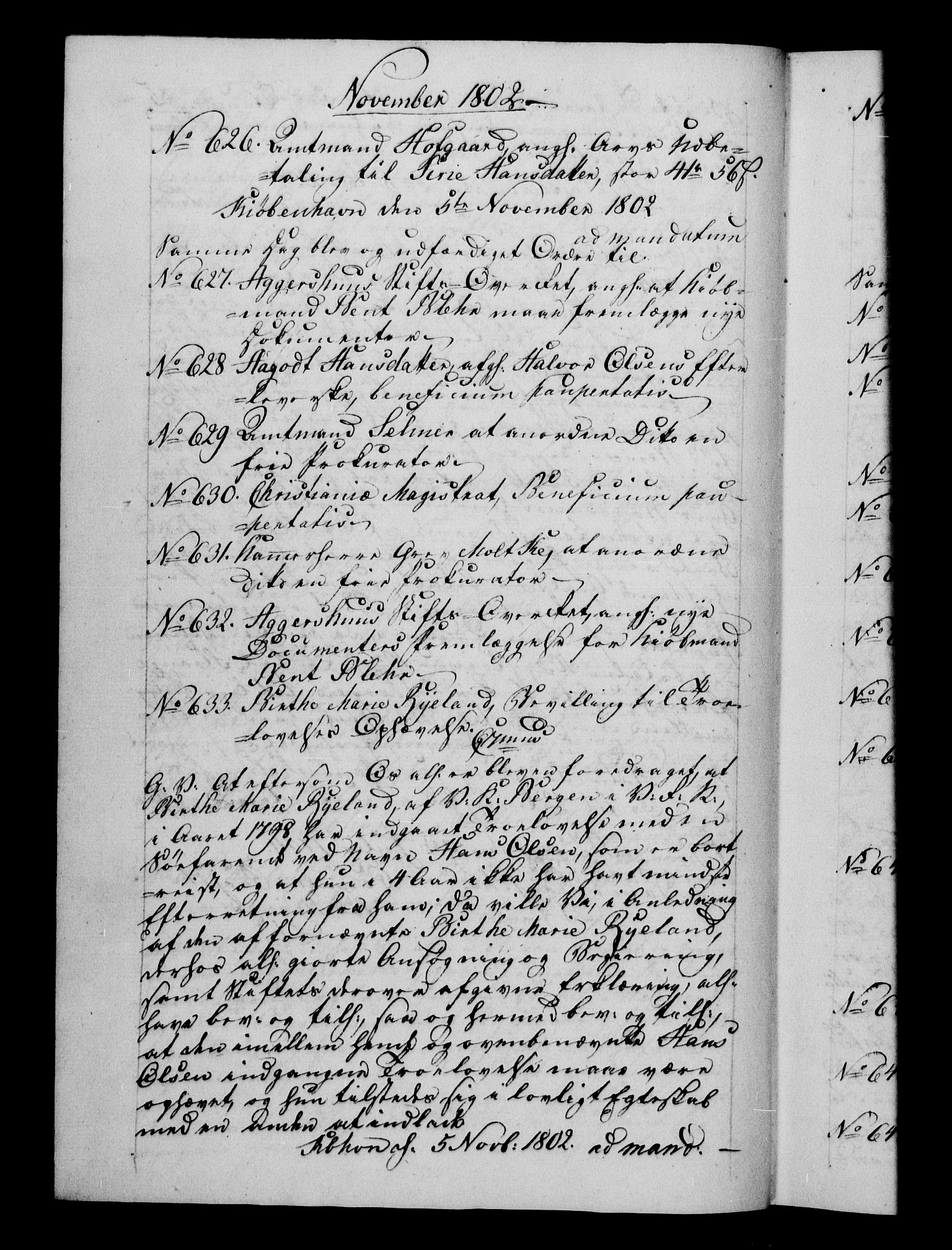 Danske Kanselli 1800-1814, RA/EA-3024/H/Hf/Hfb/Hfba/L0002: Registranter, 1802-1804, p. 85b