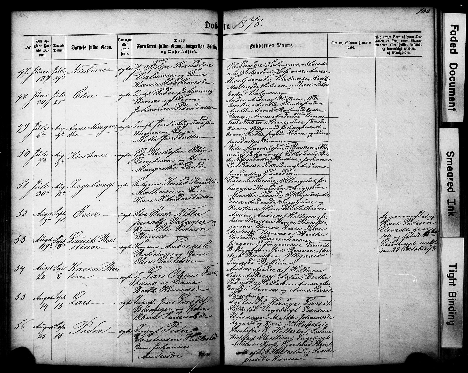 Hafslo sokneprestembete, AV/SAB-A-80301/H/Hab/Haba/L0001: Parish register (copy) no. A 1, 1866-1908, p. 102