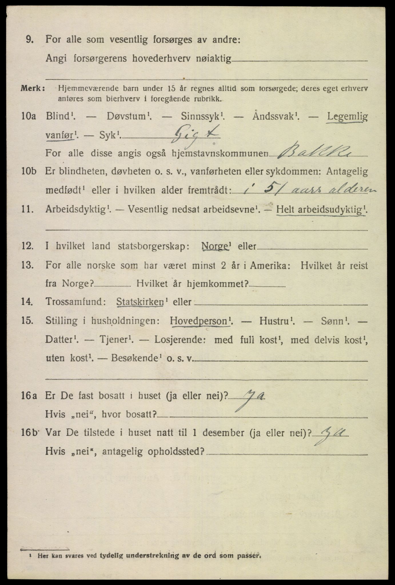 SAK, 1920 census for Bakke, 1920, p. 2821